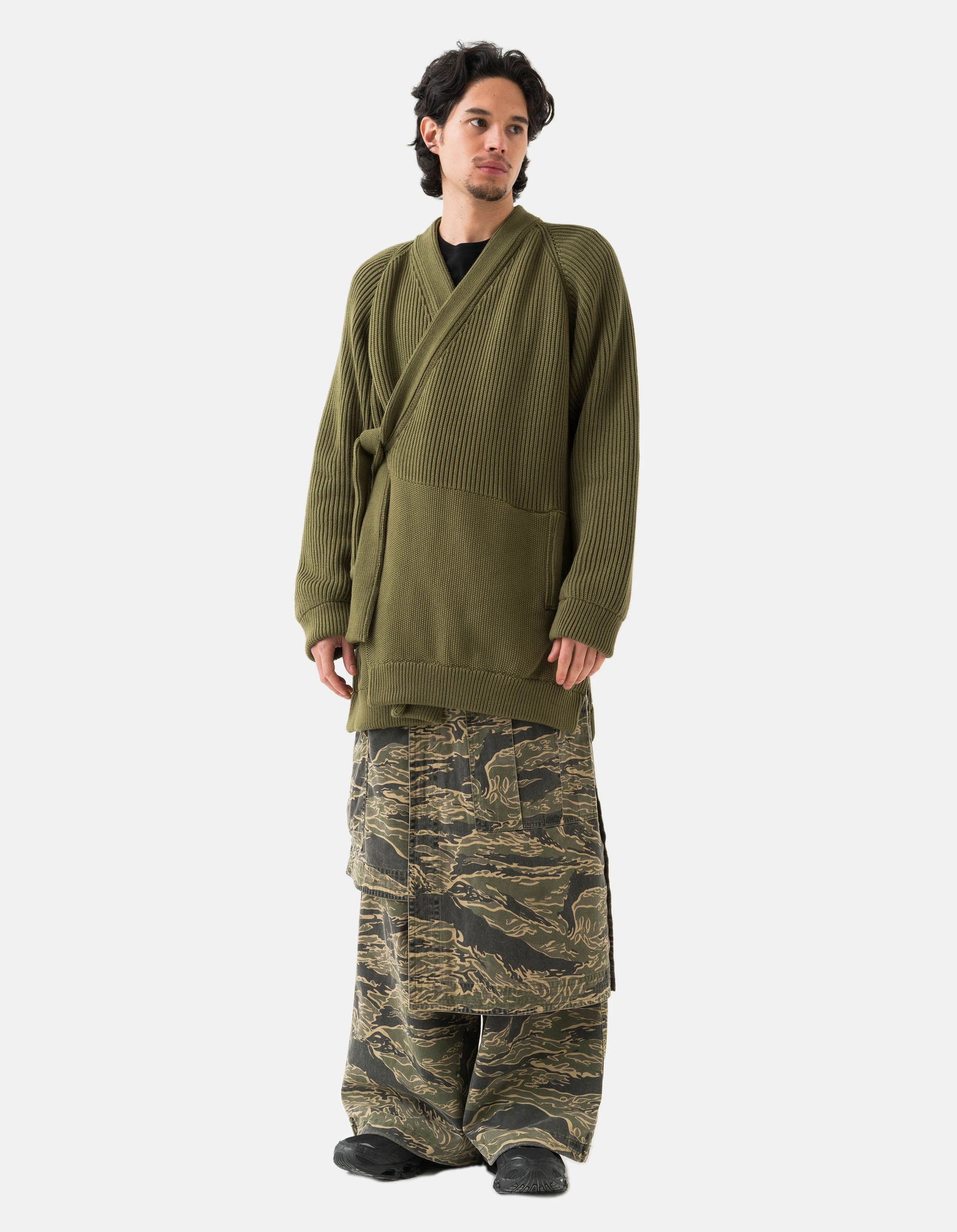 1461 Maharishi Knitted Kimono Olive Cold-Weather Gear