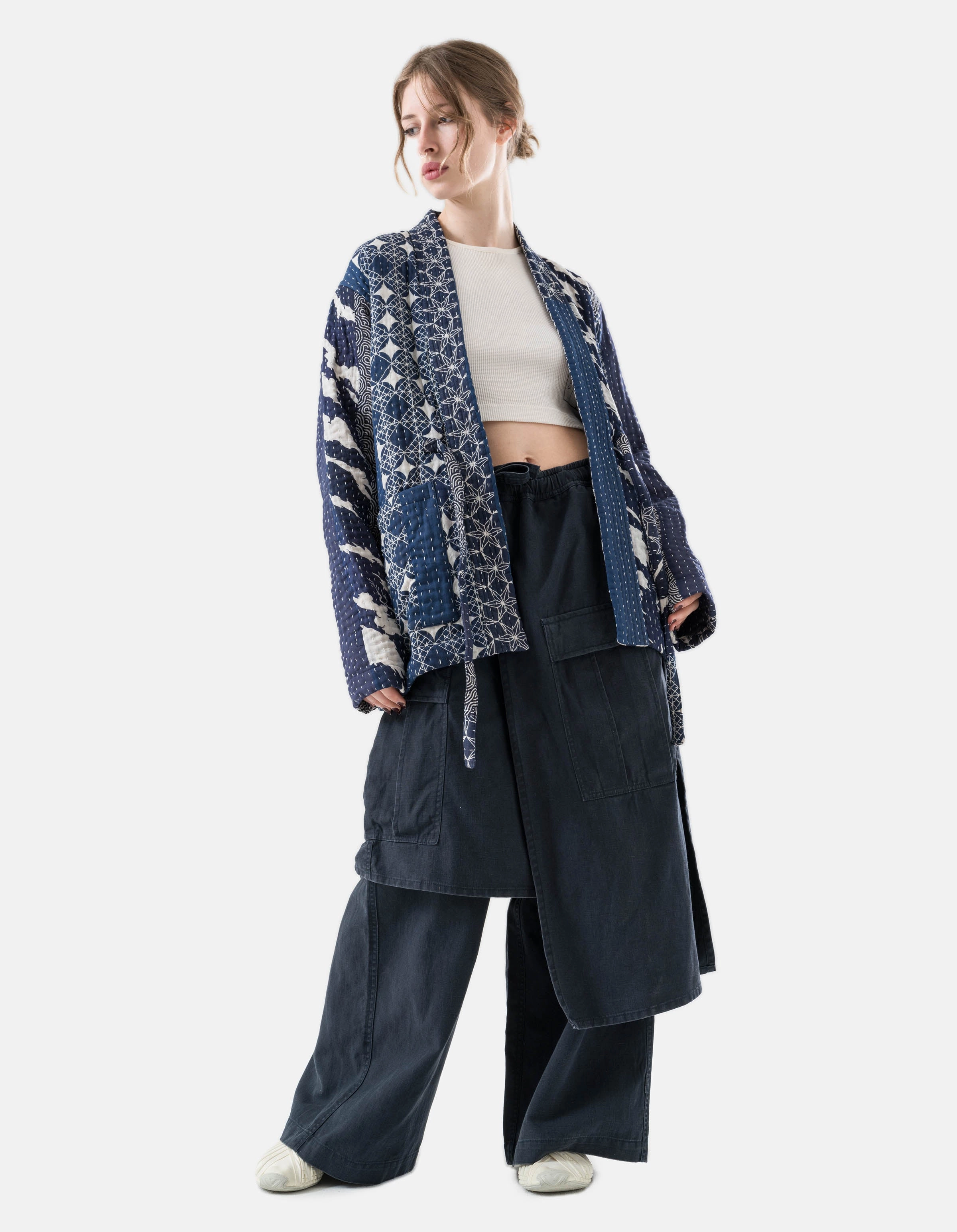 1470 Mahaboro Kimono Jacket Navy/Ecru Waterproof Material Thermal Insulated