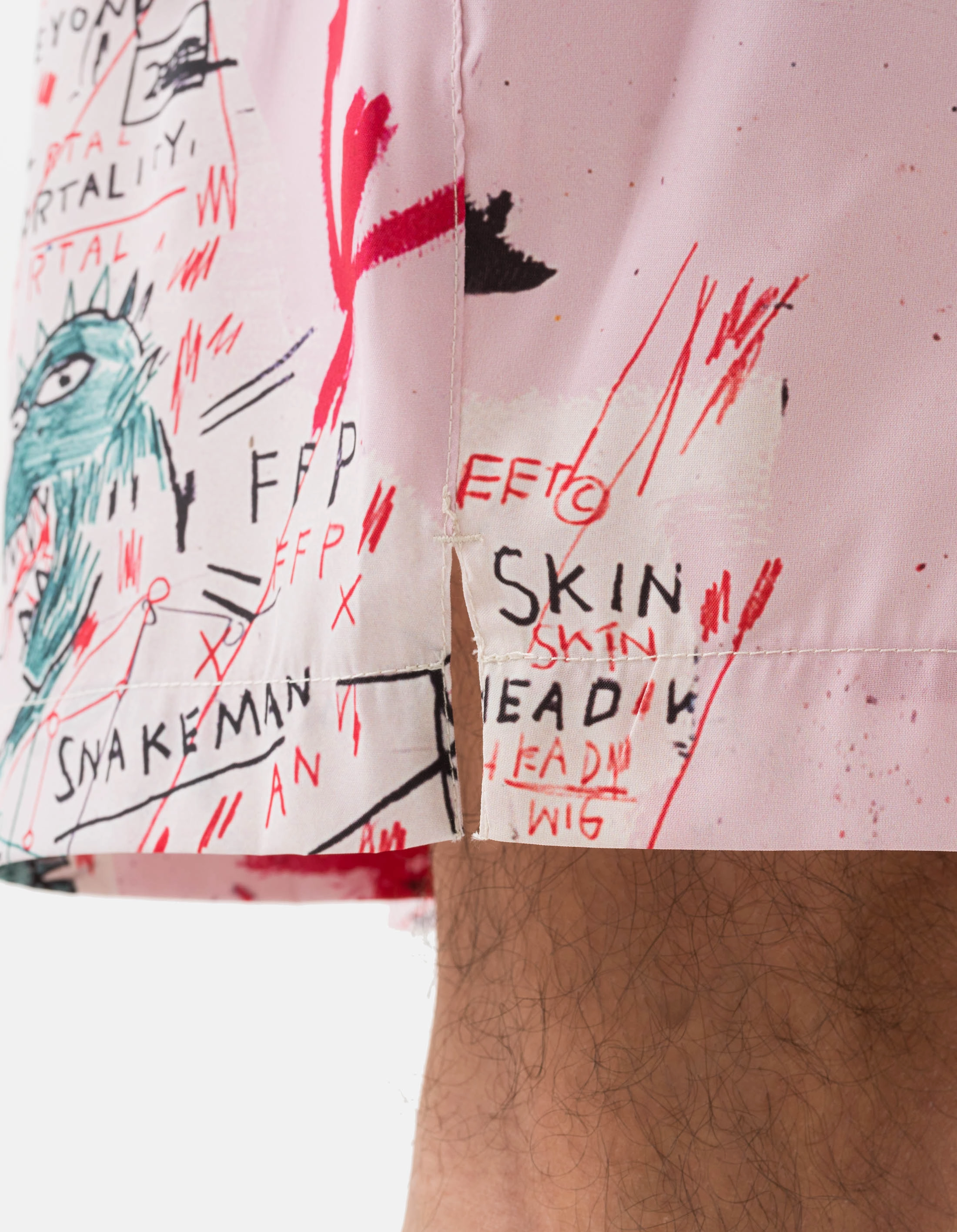 1483 Basquiat Year of the Snakeman Swim Shorts Pink Four Way Stretch Fabric