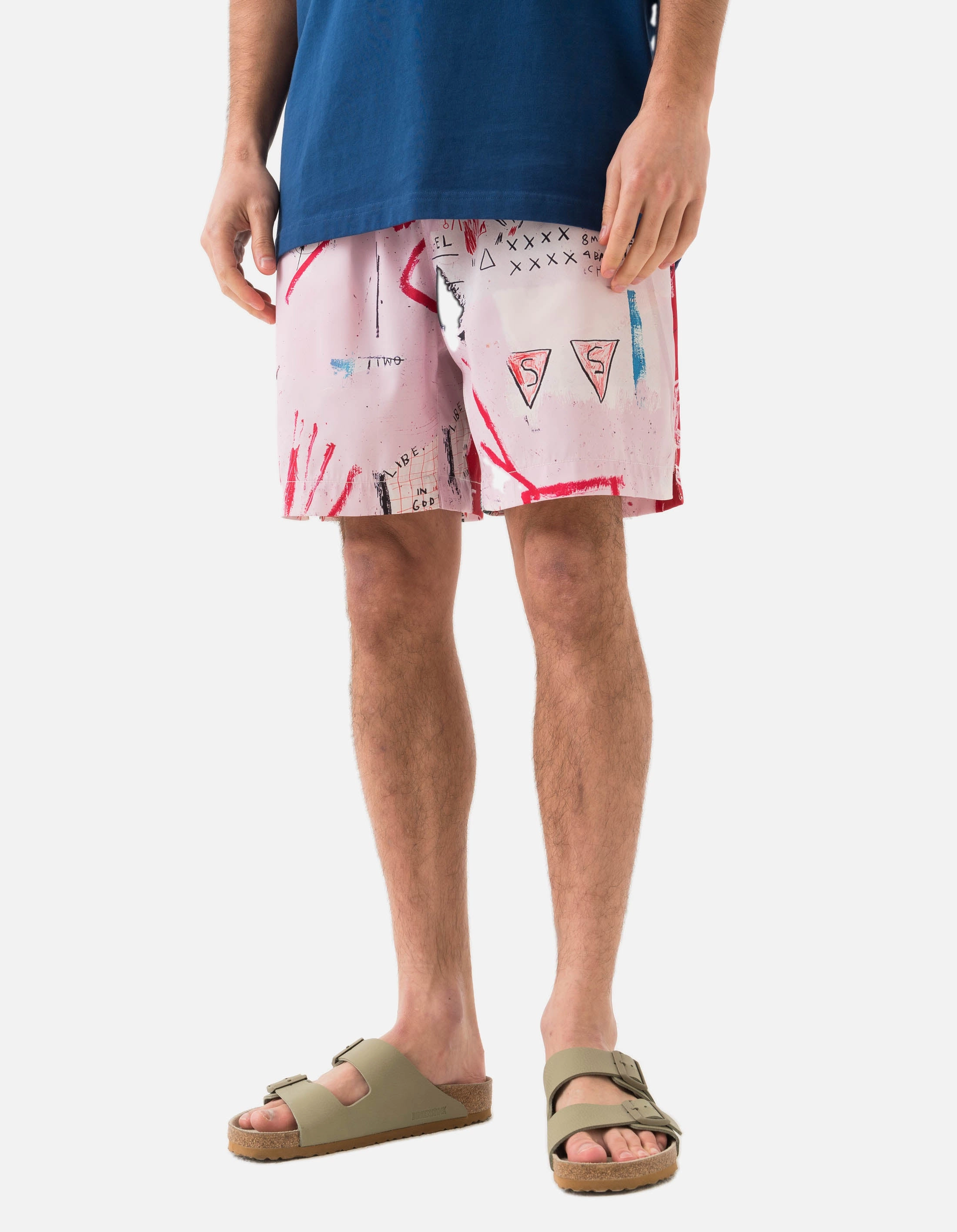 1483 Basquiat Year of the Snakeman Swim Shorts Pink Travel Flex Lightweight Material