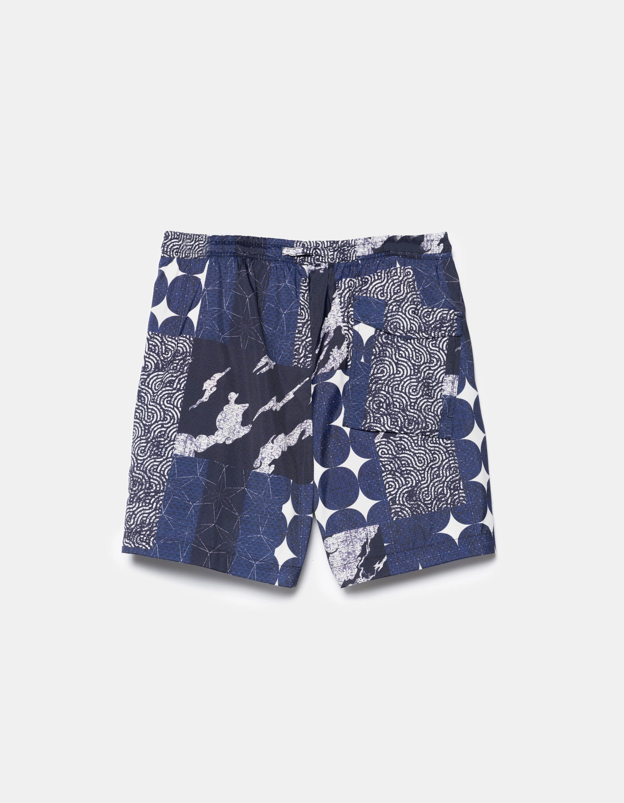 1487 Sashiko Patchwork Swim Shorts Navy/Ecru Poolside Wear Summer Wardrobe