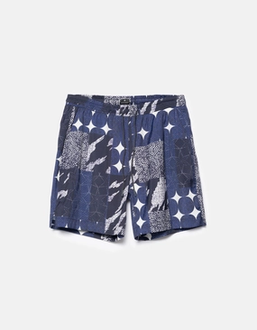 vest 1487 Sashiko Patchwork Swim Shorts Navy/Ecru