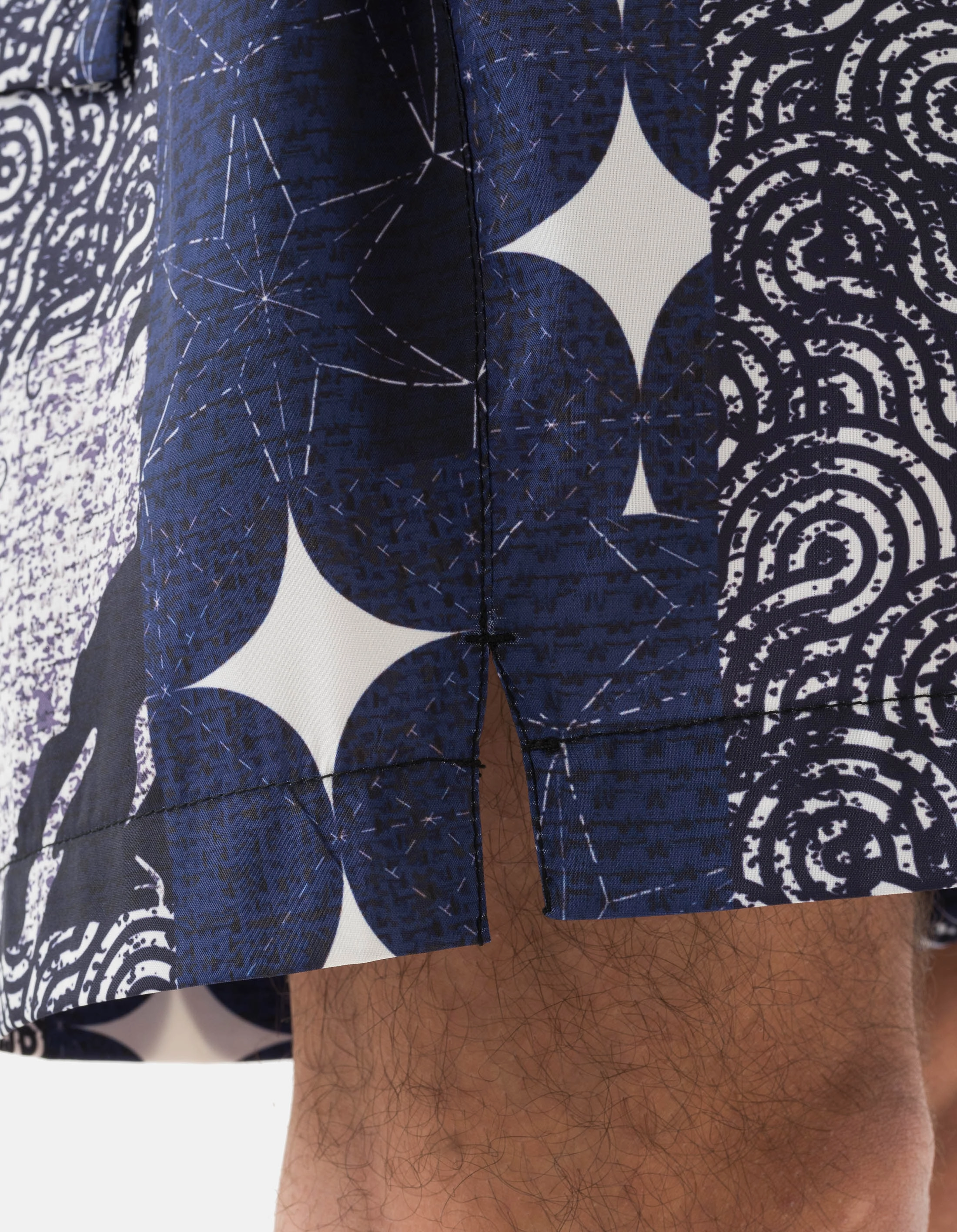 Quick Response Fit 1487 Sashiko Patchwork Swim Shorts Navy/Ecru