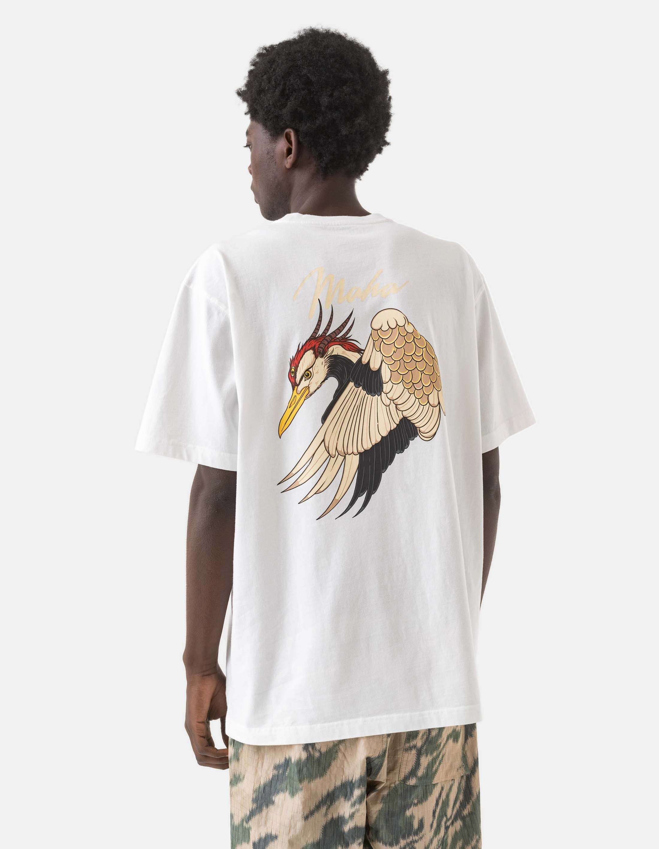 DoubleLayered Weighted Hem 1580 Year of the Crane S/S T-Shirt White