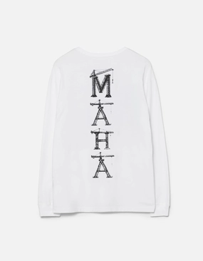 1584 Maha Cranes L/S T-Shirt White BreathableMaterial