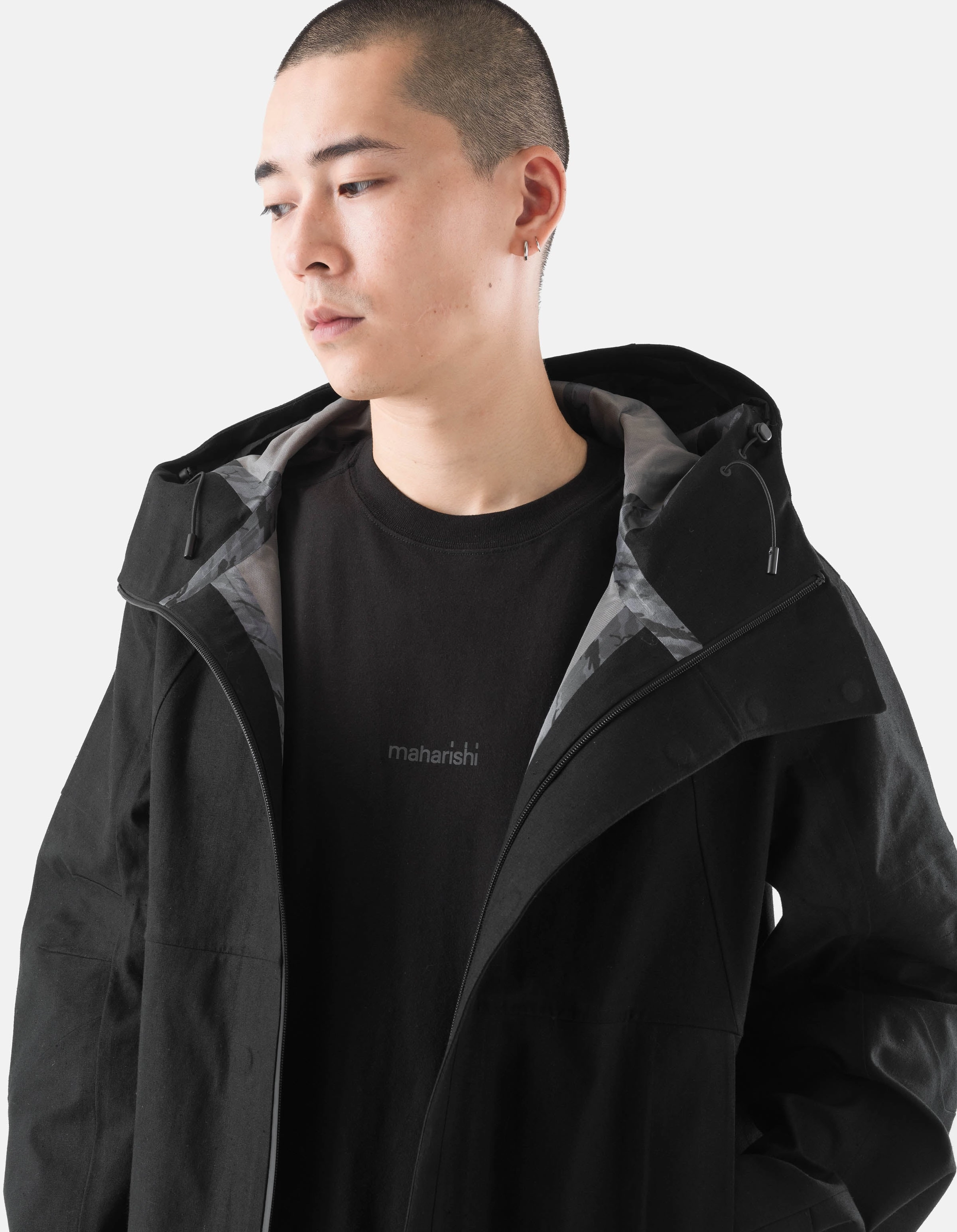 1586 Seam Sealed Hanbok Jacket Black Double stitching