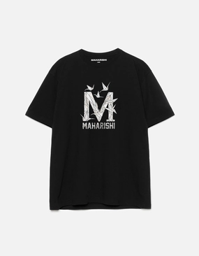 Ventilated Back Panel TearResistantWeave 1592 Origami Crane M S/S T-Shirt Black