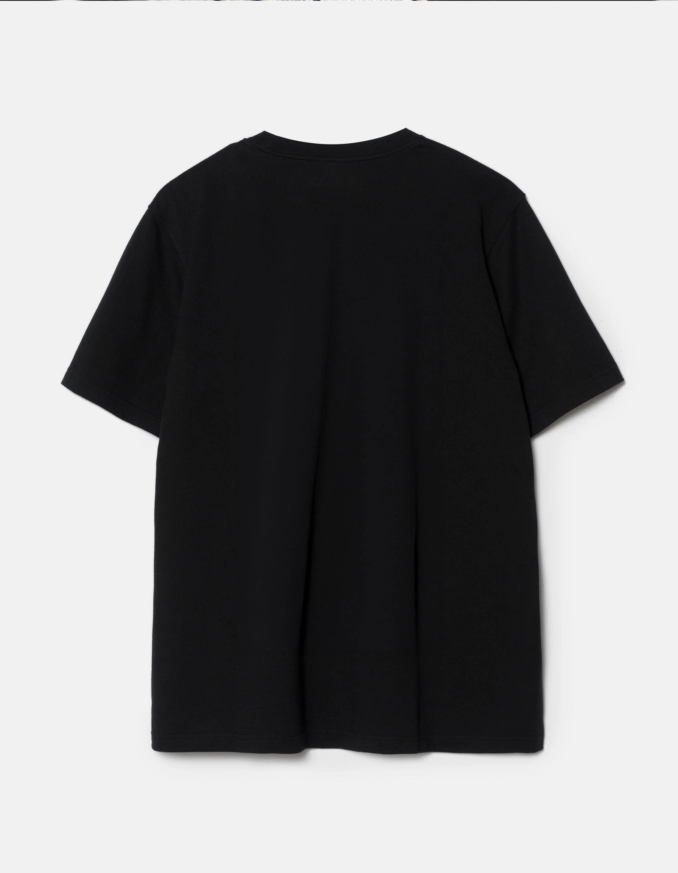 1592 Origami Crane M S/S T-Shirt Black Yarn Dye Stripe Seamless construction