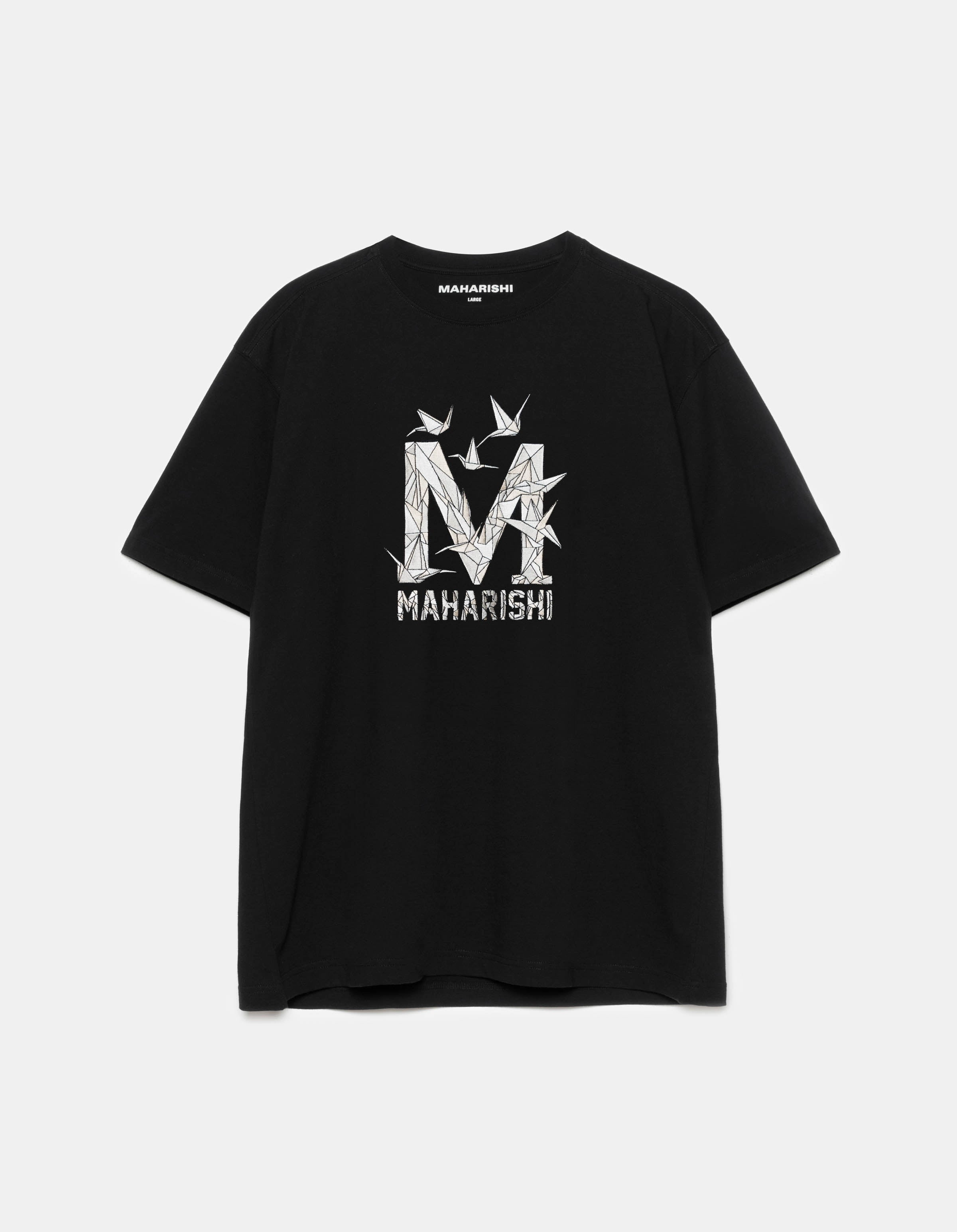 Ventilated Back Panel TearResistantWeave 1592 Origami Crane M S/S T-Shirt Black