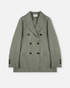 Non Slip Collar Double-breasted linen jacket