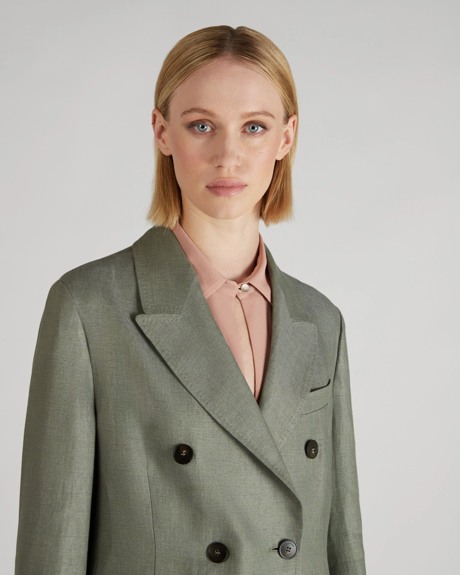 Double-breasted linen jacket Teflon Coated