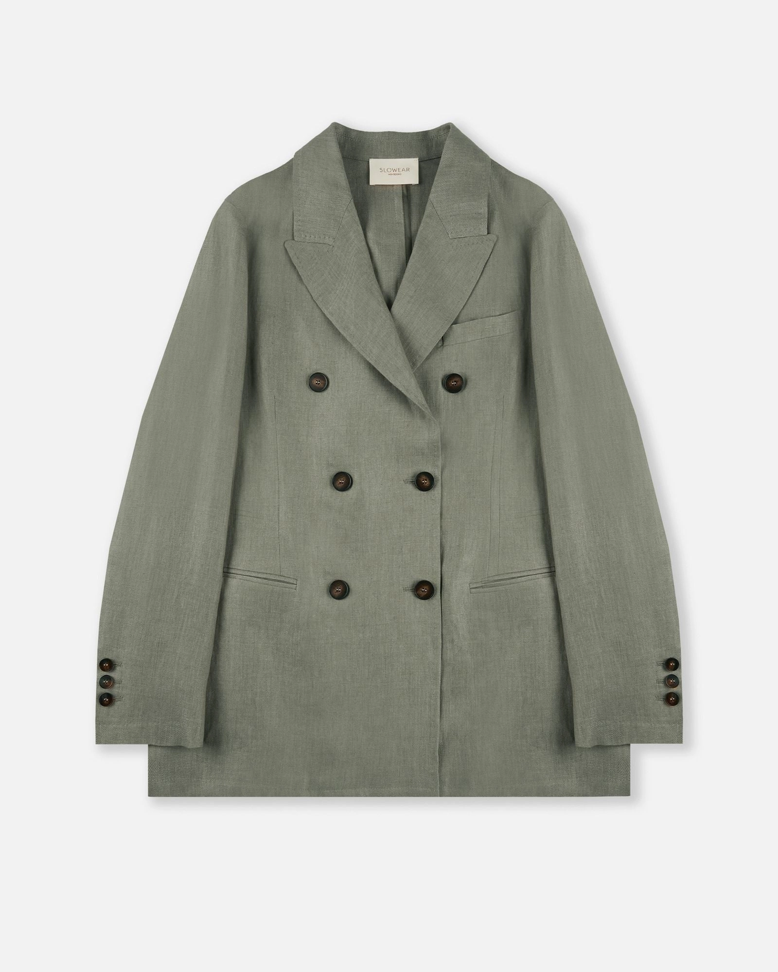 Non Slip Collar Double-breasted linen jacket