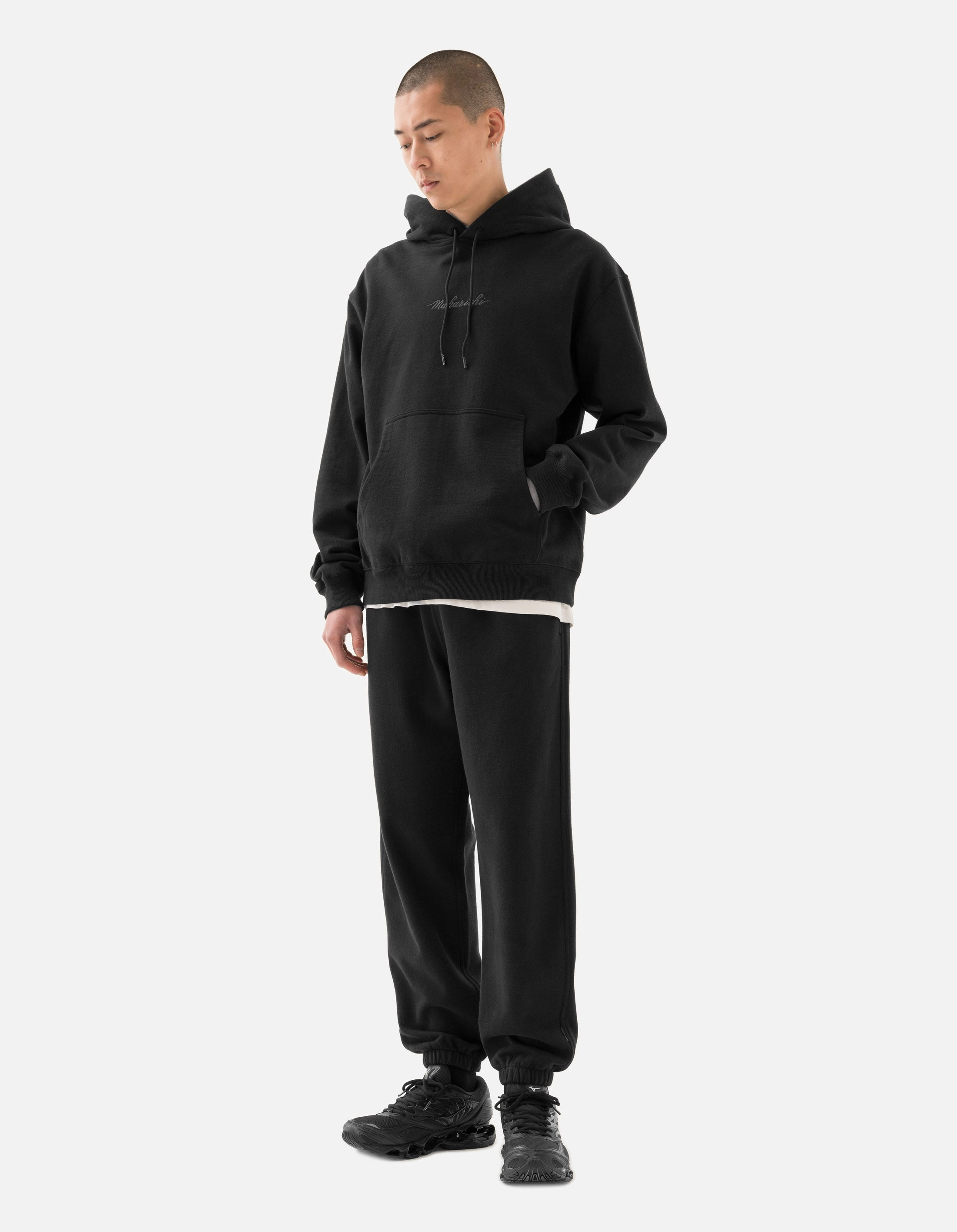4622 Maharishi Organic Hooded Sweat Black Work Wear Satin