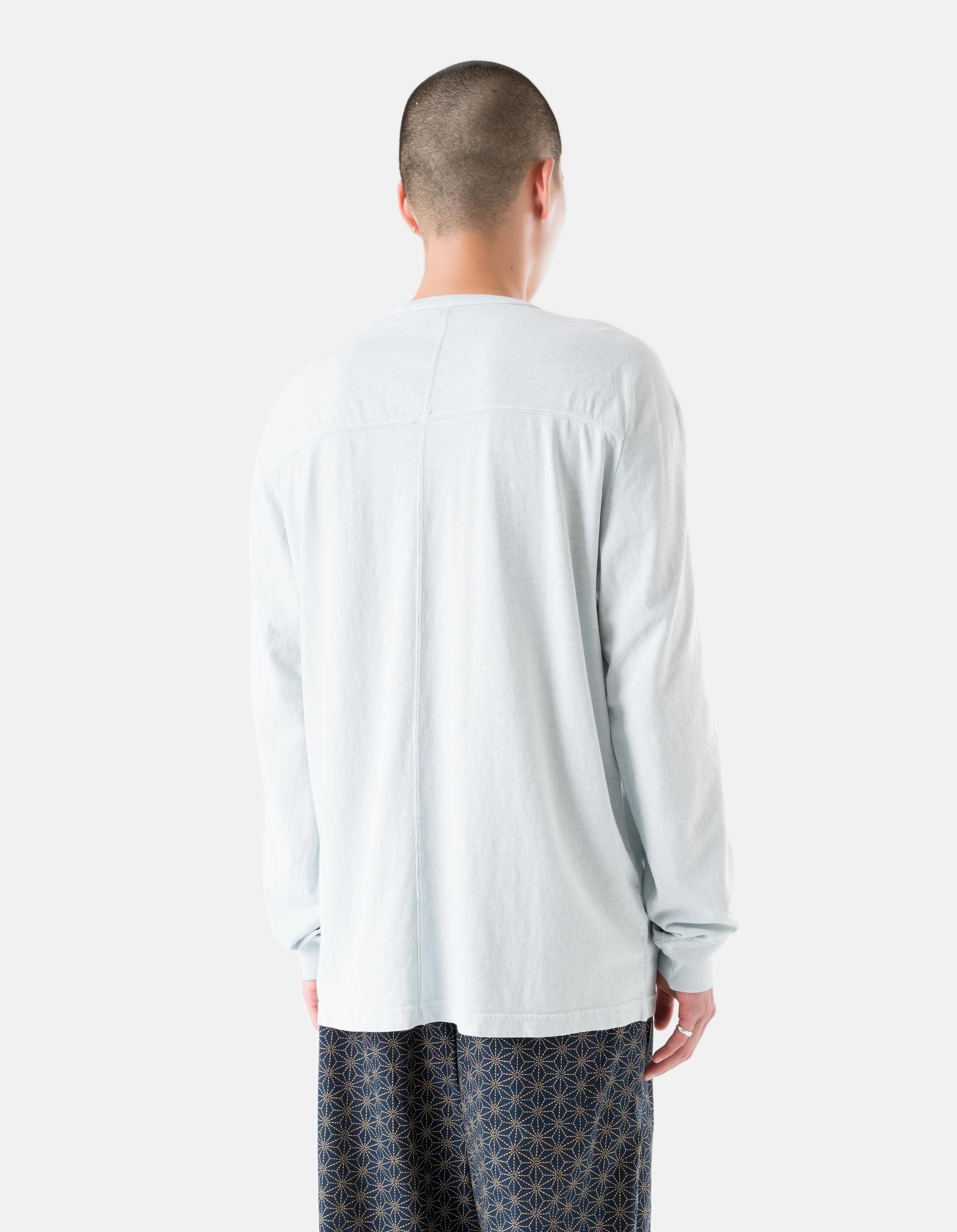 5245 Hemp Cross Loose L/S T-Shirt Ice Blue Long Sleeve Polo
