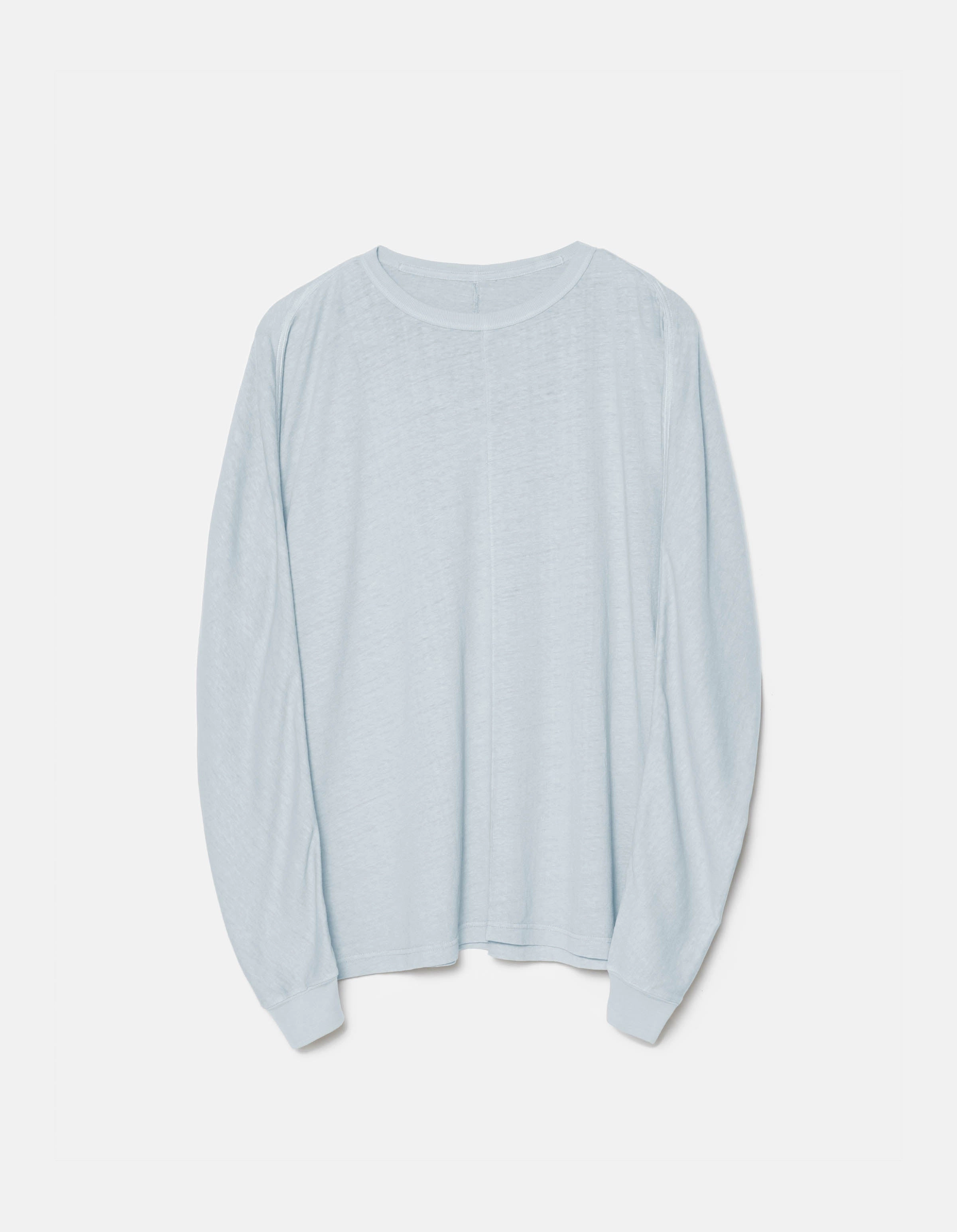5245 Hemp Cross Loose L/S T-Shirt Ice Blue Textured Weave