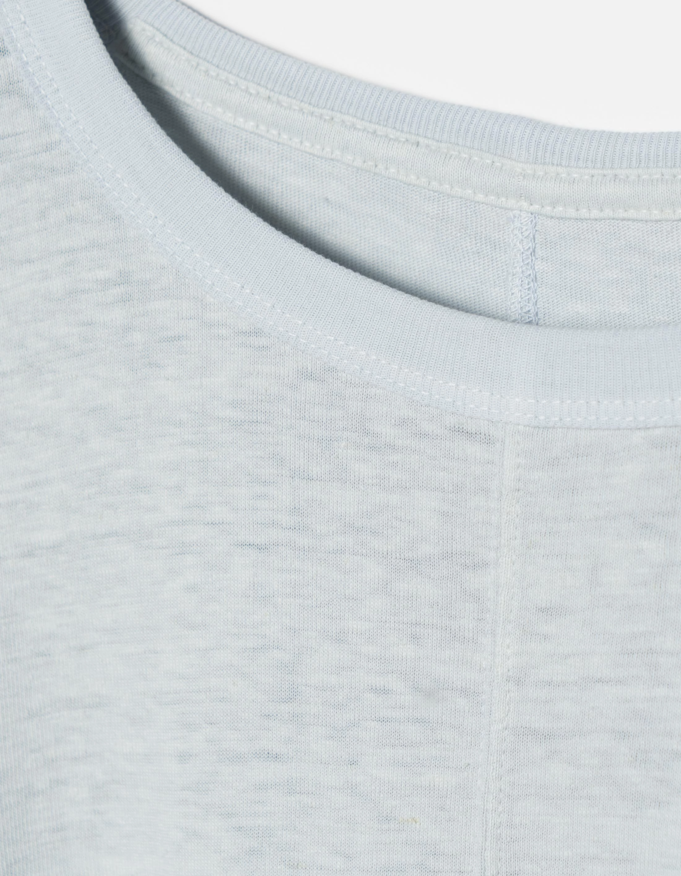 LowMaintenanceMaterial Layered Panel Design 5245 Hemp Cross Loose L/S T-Shirt Ice Blue
