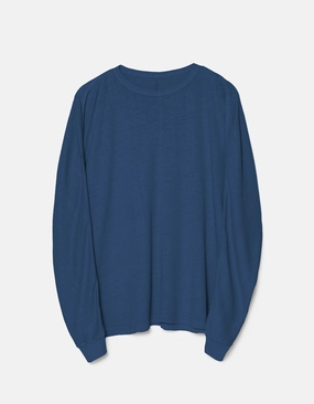 Breathable Mesh Insert 5245 Hemp Cross Loose L/S T-Shirt Navy