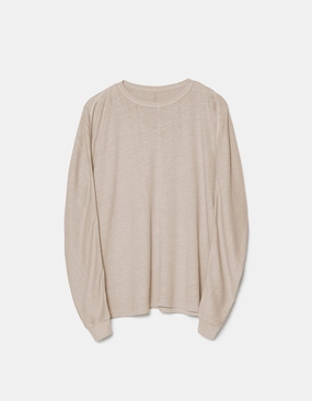 DoubleLayeredShoulders Soft Blended Fabric 5245 Hemp Cross Loose L/S T-Shirt Taupe