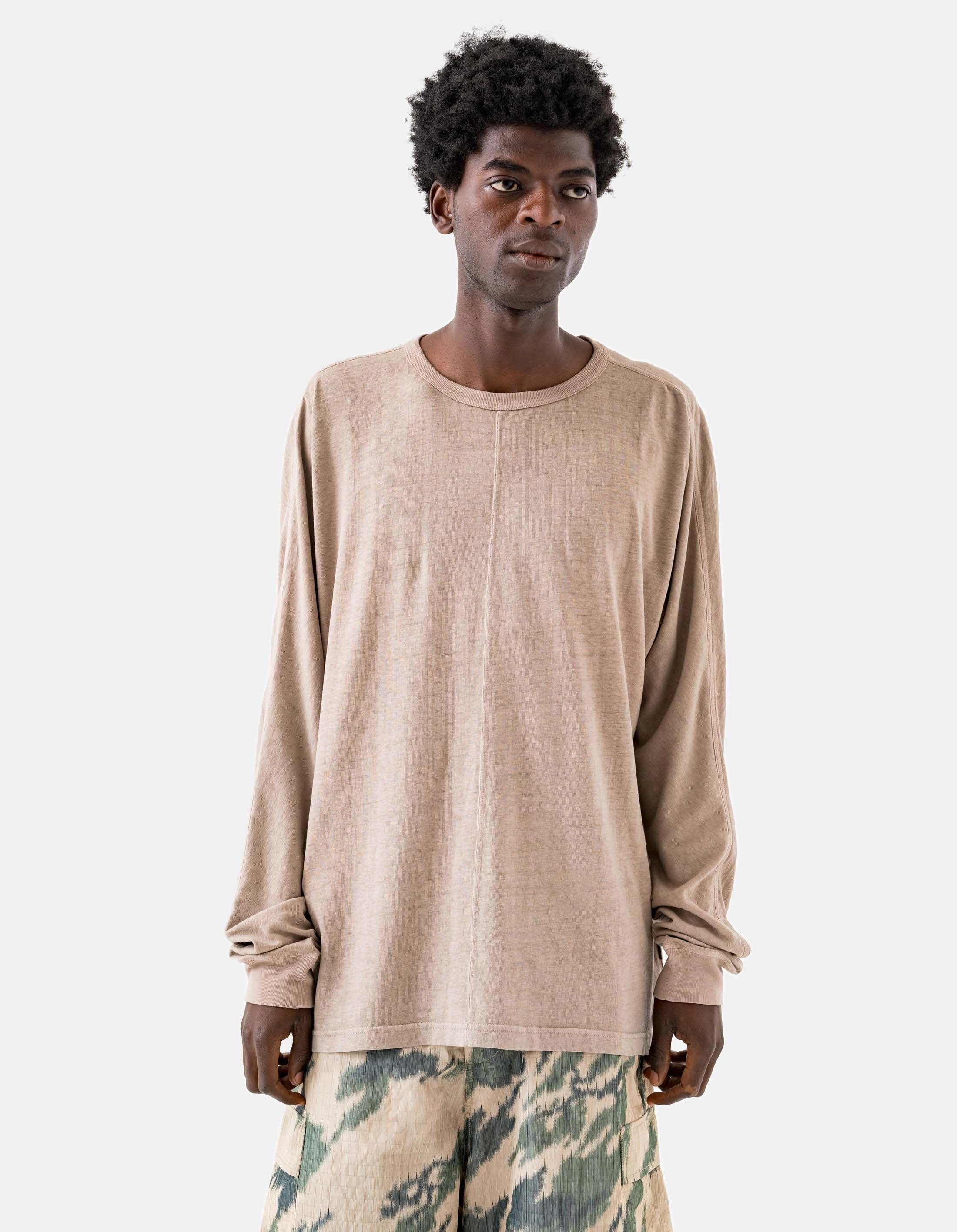 FadeResistantTechnology NoiseReduciting Zipper 5245 Hemp Cross Loose L/S T-Shirt Taupe