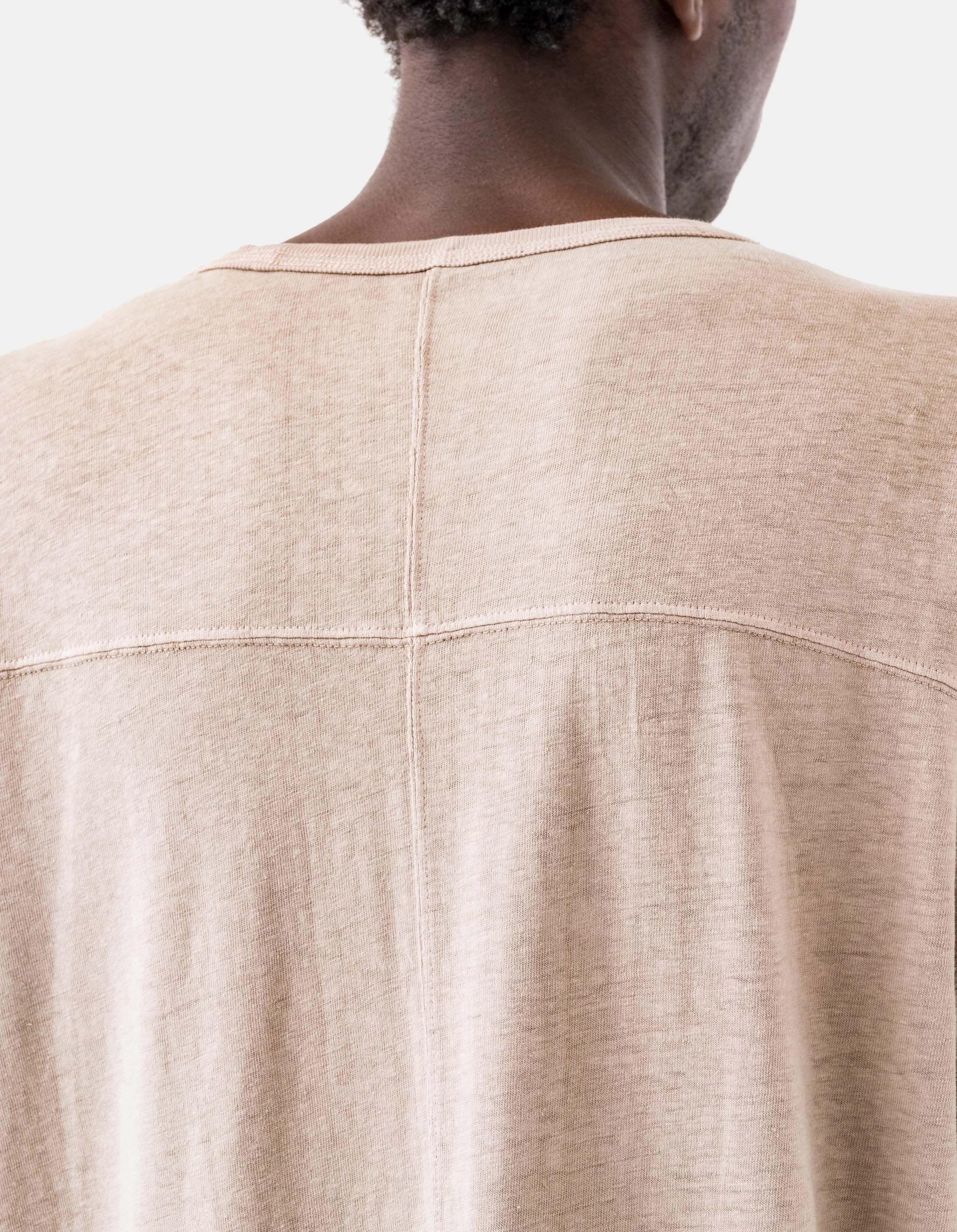 Double Needle Hemming AllDayComfort 5245 Hemp Cross Loose L/S T-Shirt Taupe