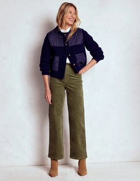 5-Pocket Cord Column Jeans-Green Chill Fit