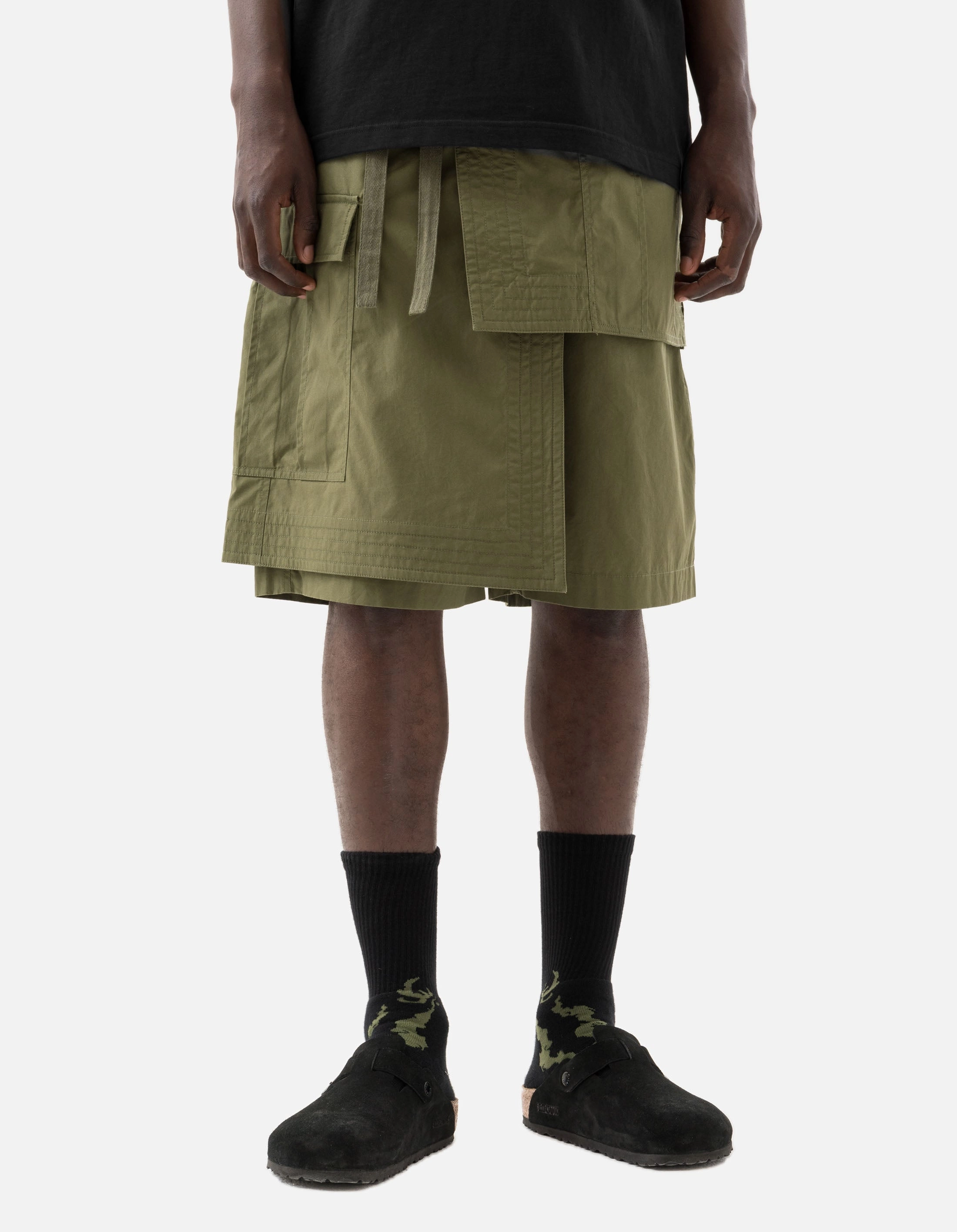 Stretch Design 6056 Asym Hakama Shorts Olive OG-107F
