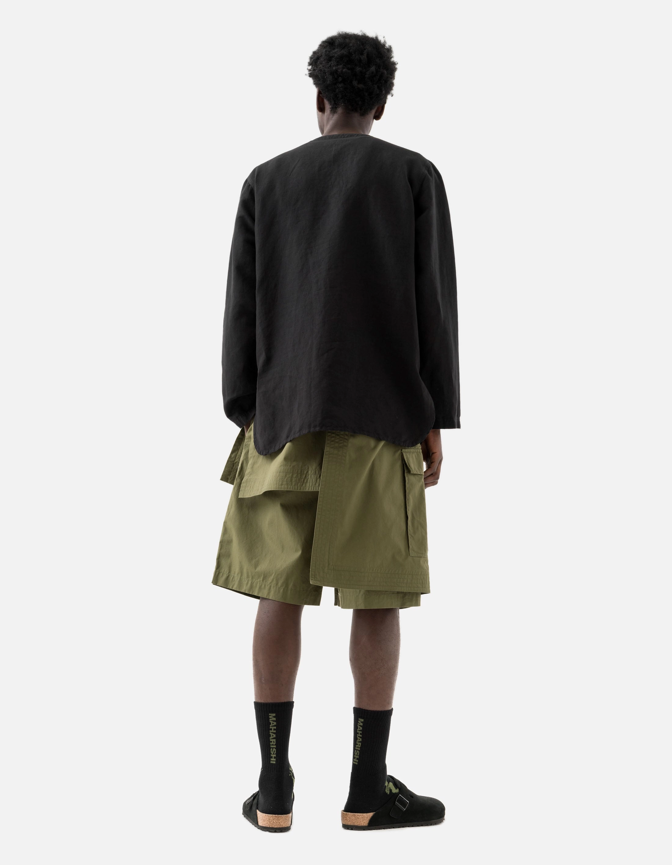 Beach Vibes 6056 Asym Hakama Shorts Olive OG-107F