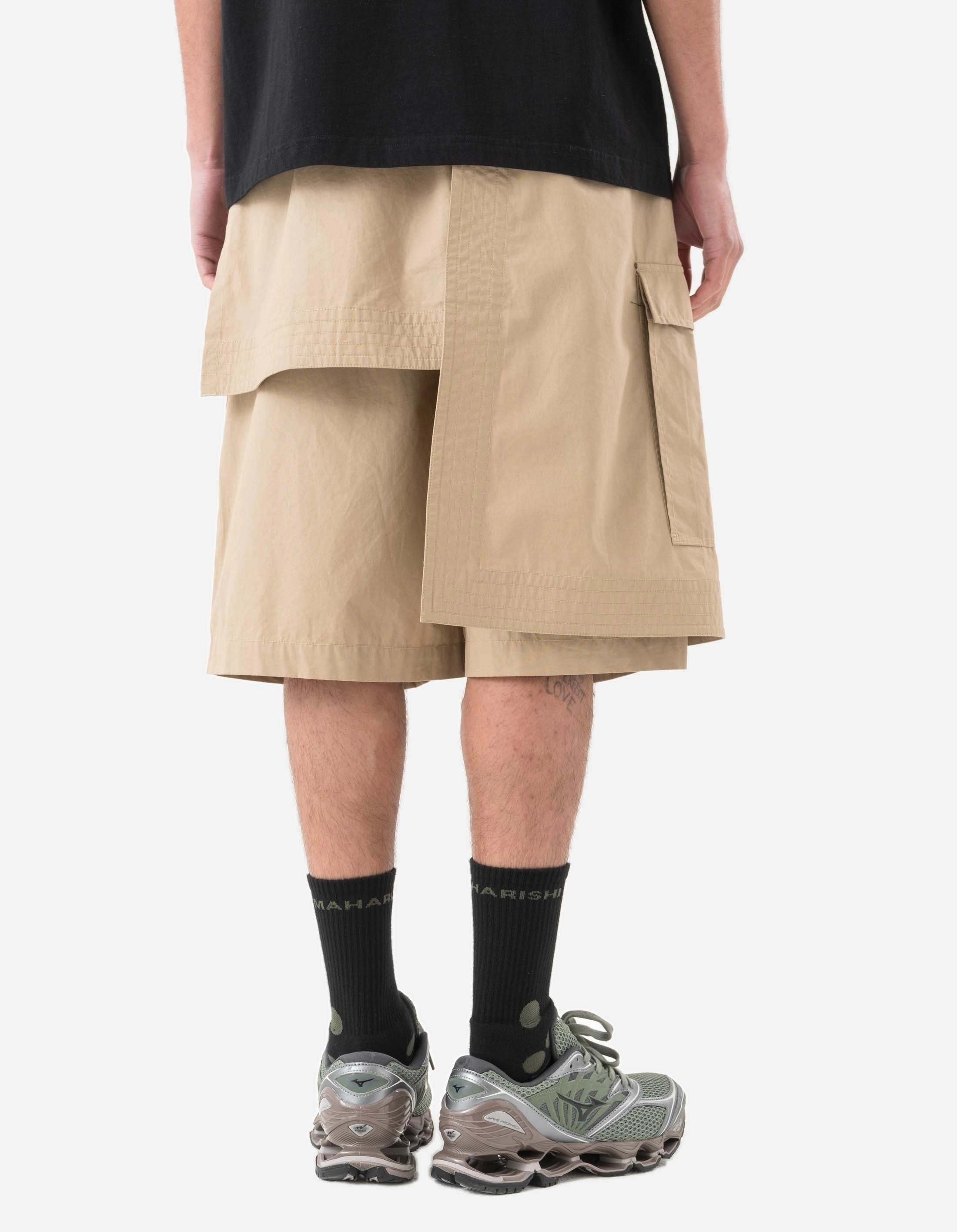 Tagless Design Sleek Waistband 6056 Asym Hakama Shorts Sand