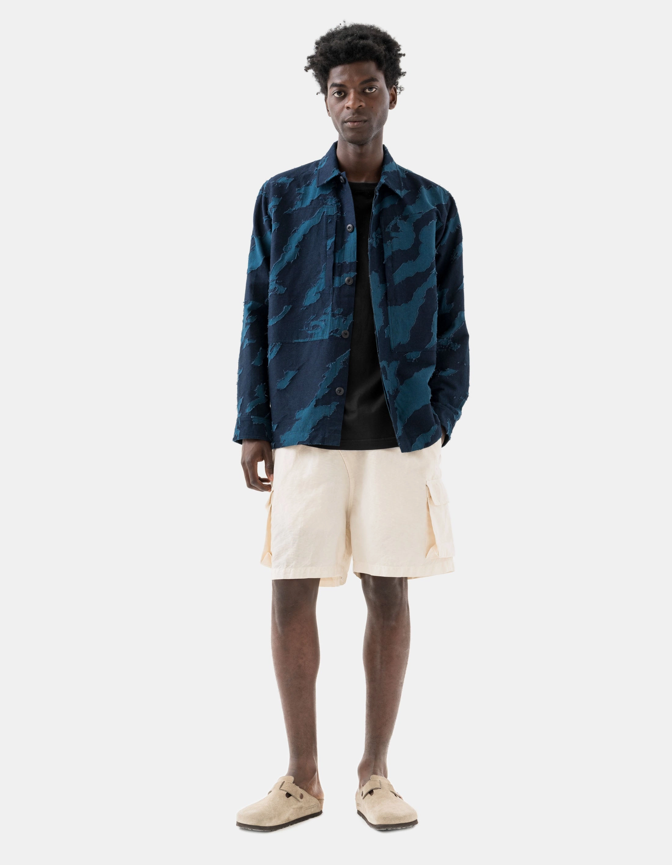 Compact Storage Feature 6082 Hemp Cargo Asym Track Shorts Ecru