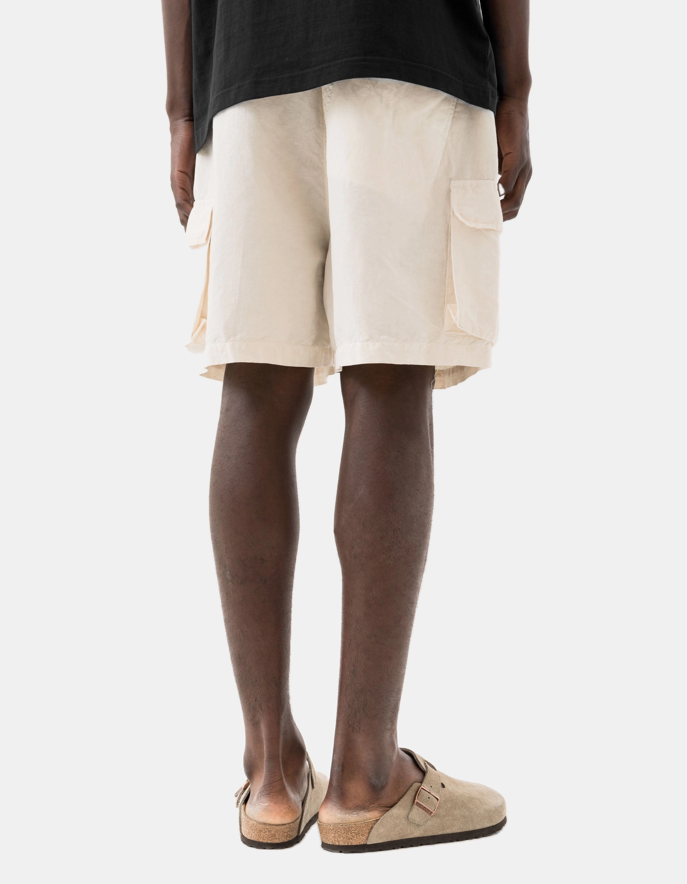 6082 Hemp Cargo Asym Track Shorts Ecru Fitness Ready Friction Reducing Lining