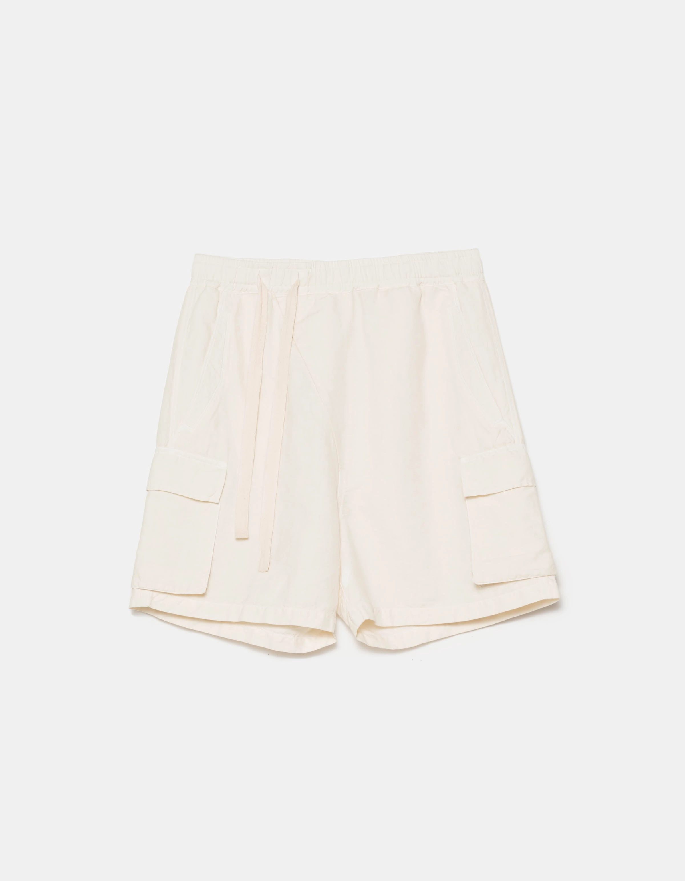 hang dry Walk Easy 6082 Hemp Cargo Asym Track Shorts Ecru