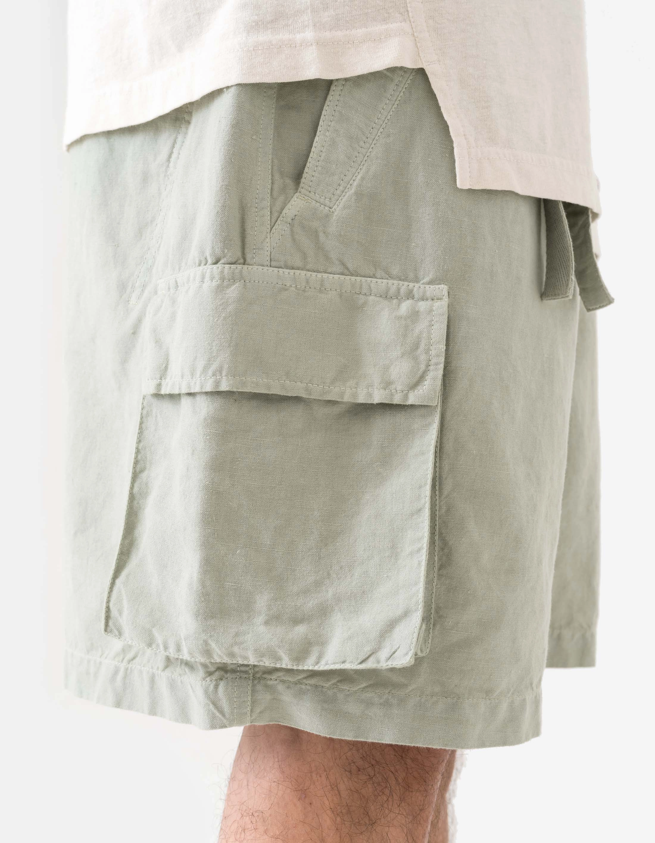 6082 Hemp Cargo Asym Track Shorts Sage Gloves EcoFriendlyMaterials