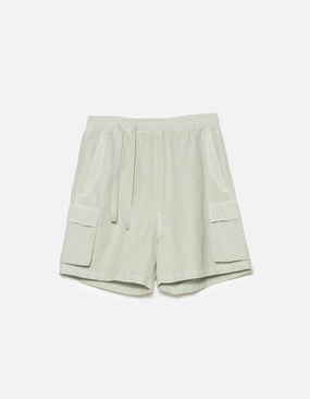 6082 Hemp Cargo Asym Track Shorts Sage Machine-washable music event look