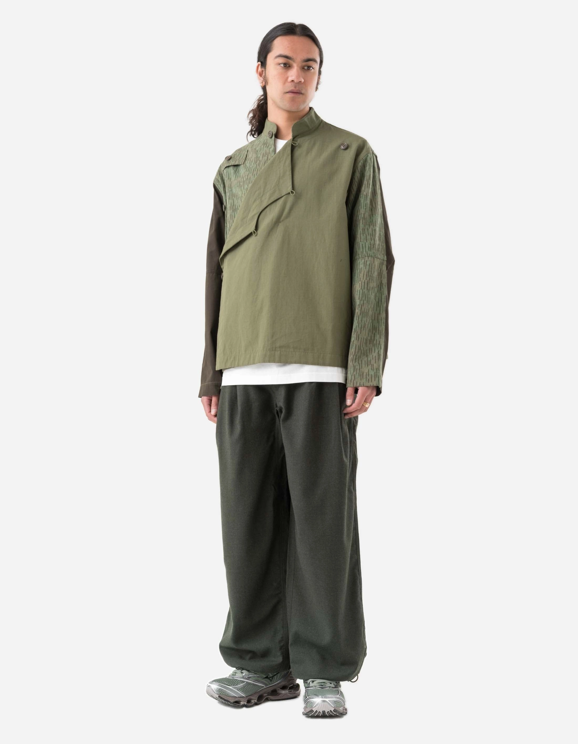 Streetwear vibe Mild Weather Layer 6084 Upcycled Monk Shirt Olive