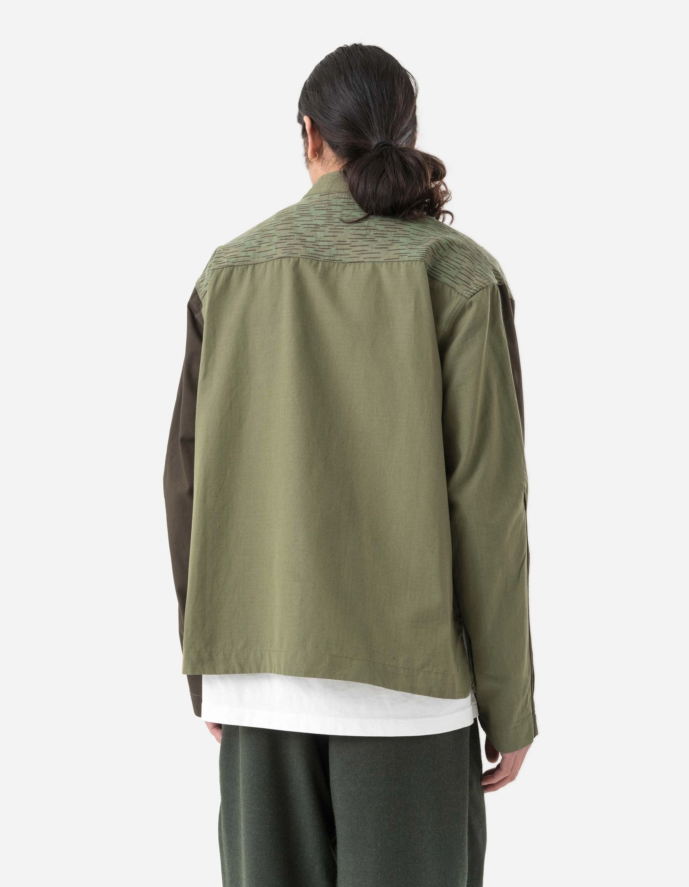 Non Restrictive Mobility Double Layered 6084 Upcycled Monk Shirt Olive