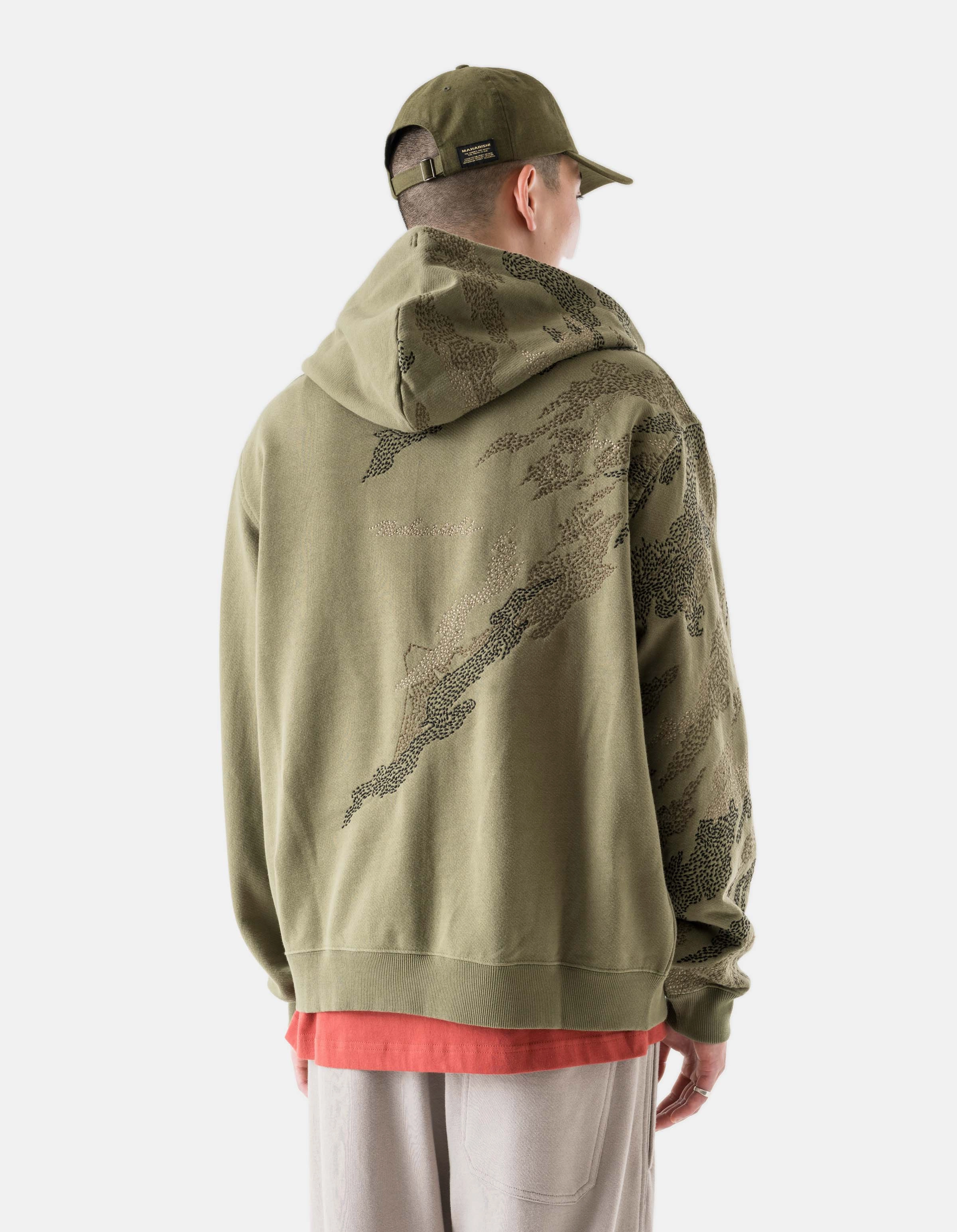 Cold-Weather Gear 6209 Sashiko Bonsai Hooded Sweat Olive OG-107F