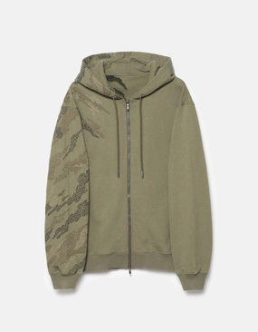 6209 Sashiko Bonsai Hooded Sweat Olive OG-107F Versatile Look Brunch Style