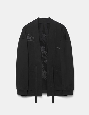 6222 Sashiko Bonsai Sweat Kimono Black Casual Trend Subtle Layers