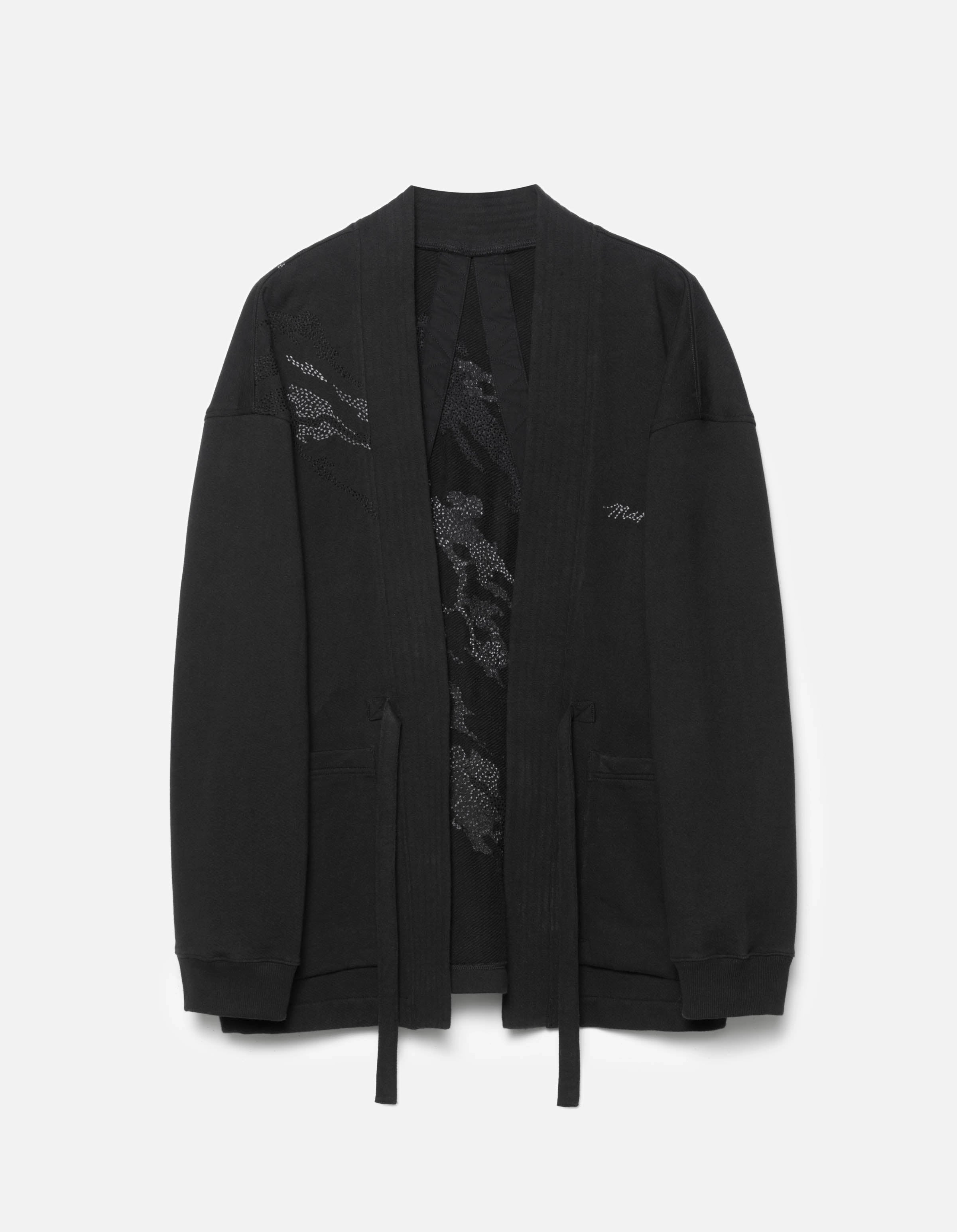 6222 Sashiko Bonsai Sweat Kimono Black Casual Trend Subtle Layers