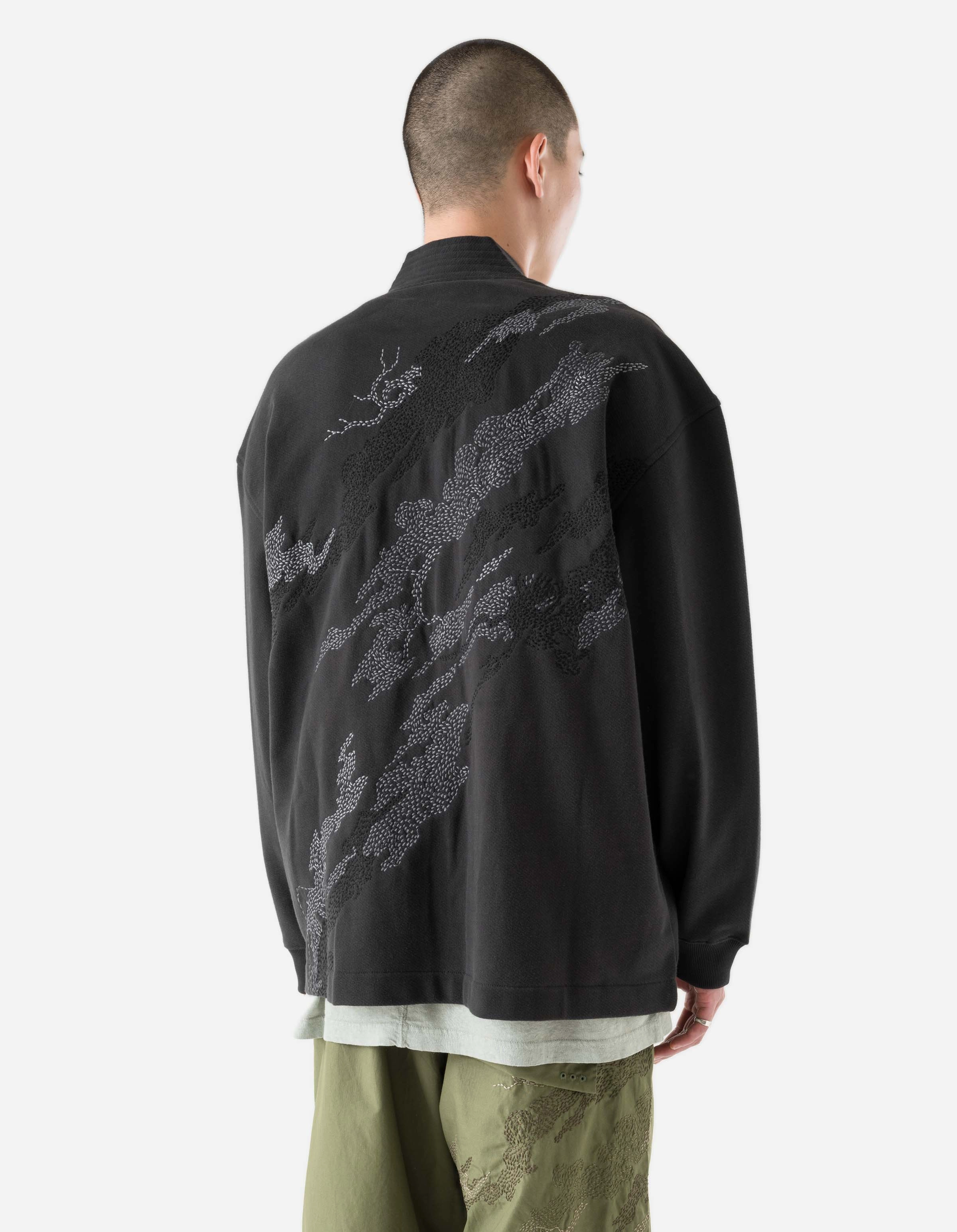 Eco Friendly 6222 Sashiko Bonsai Sweat Kimono Black