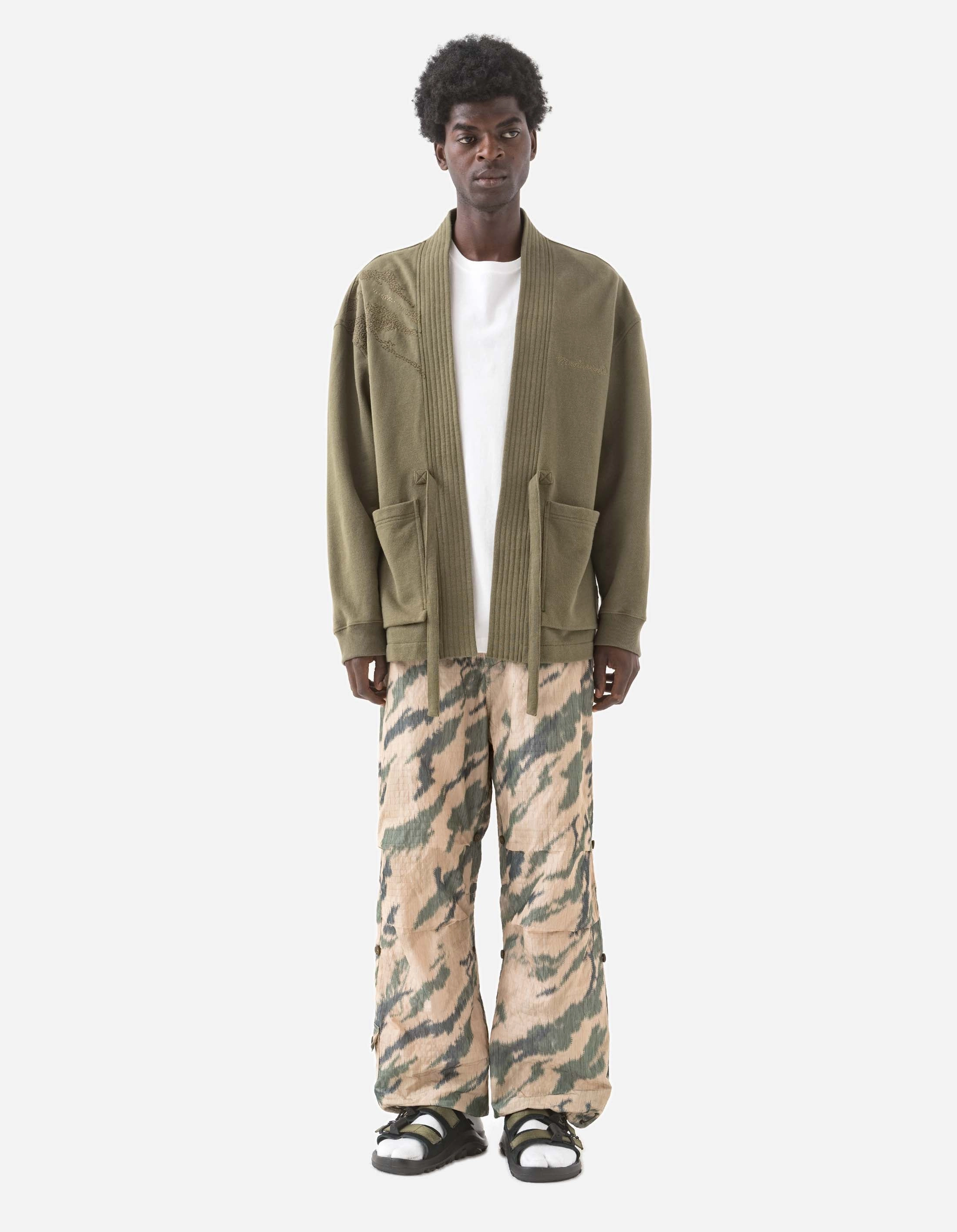 6222 Sashiko Bonsai Sweat Kimono Olive OG-107F Poly Blend MultiPocket Configuration