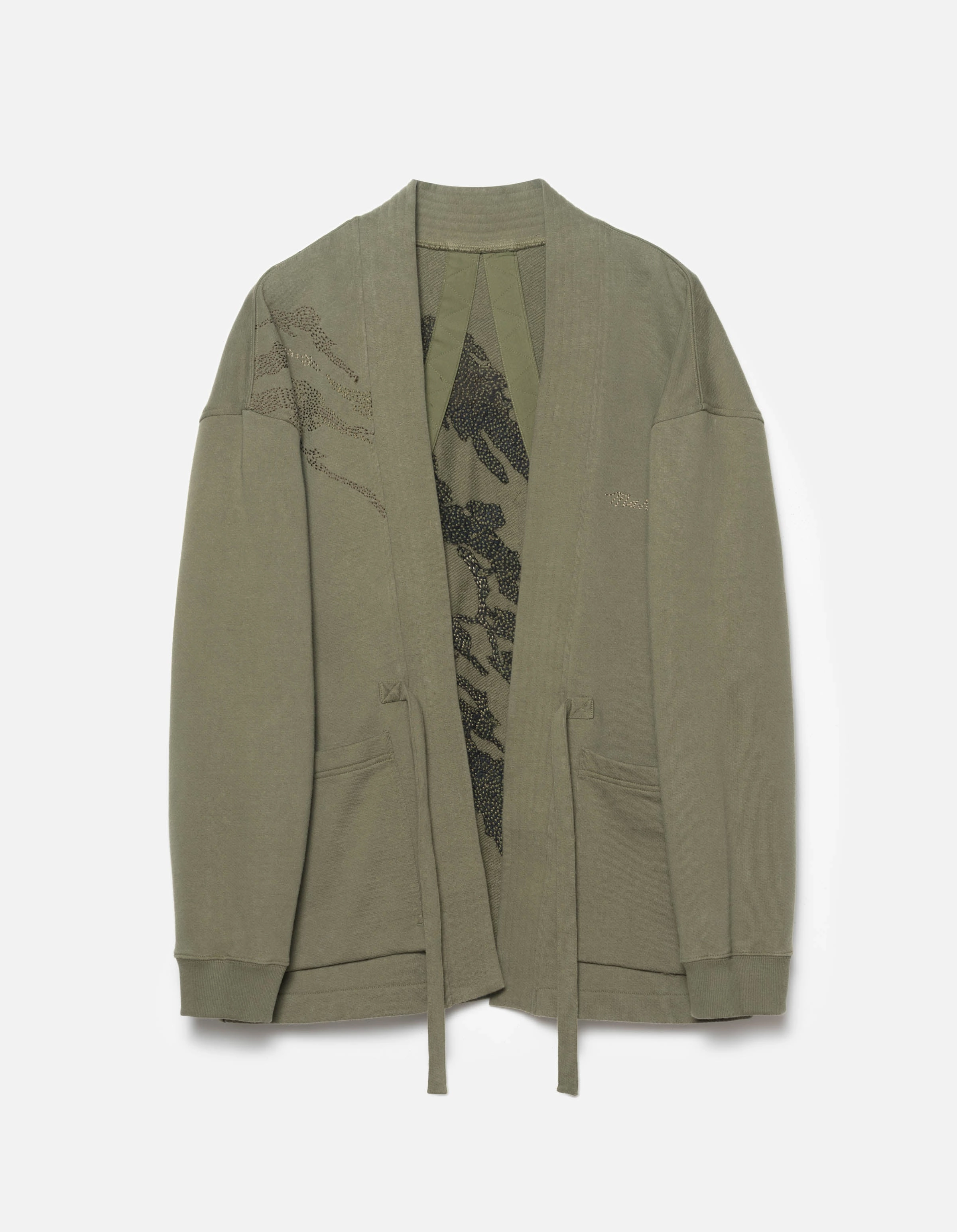 6222 Sashiko Bonsai Sweat Kimono Olive OG-107F Temperature Balancing Layer Transitional Look