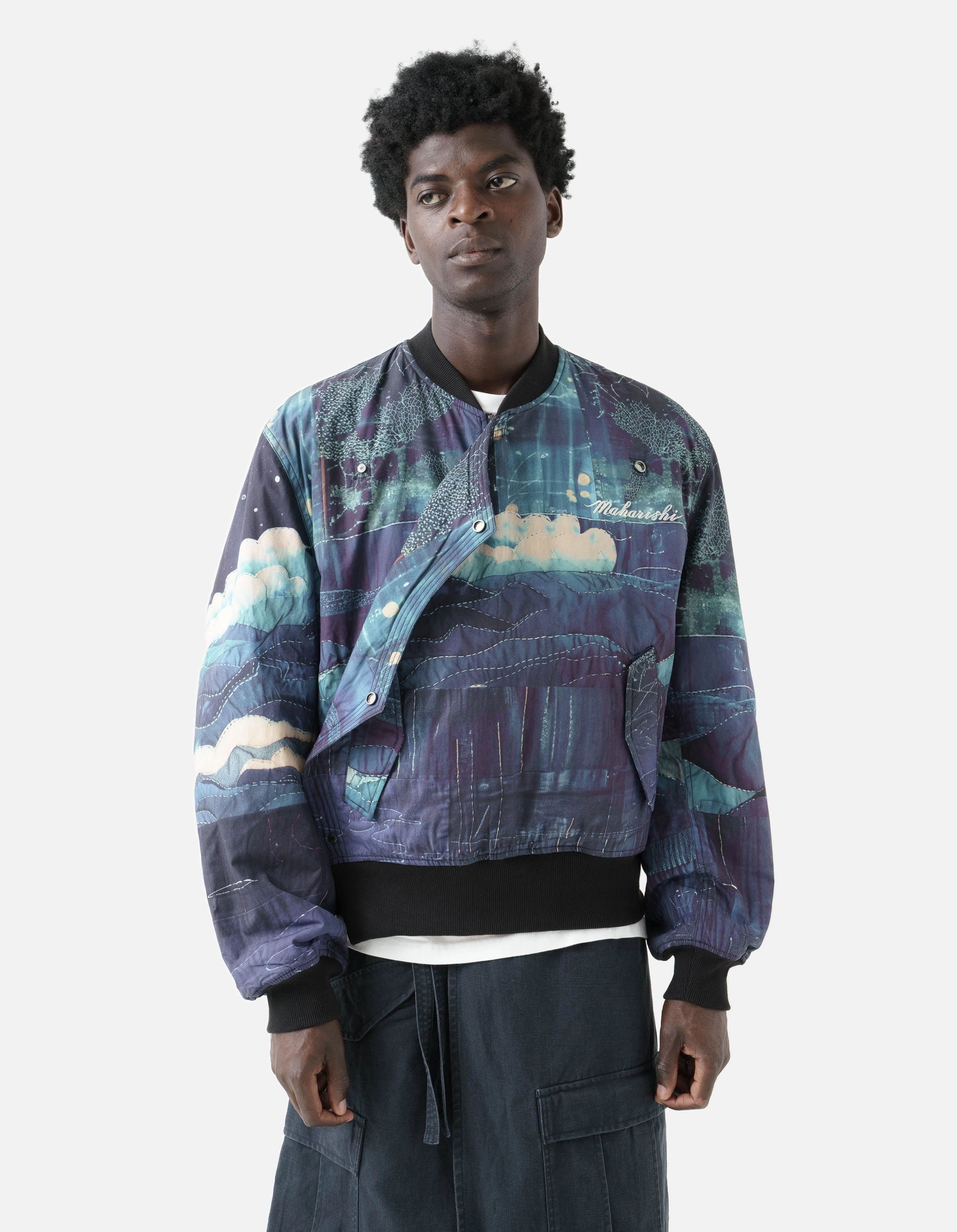 Flexible Hood Design Convertible Sleeves 6227 Boro Crane Monk MA1 Embroidered Jacket Indigo