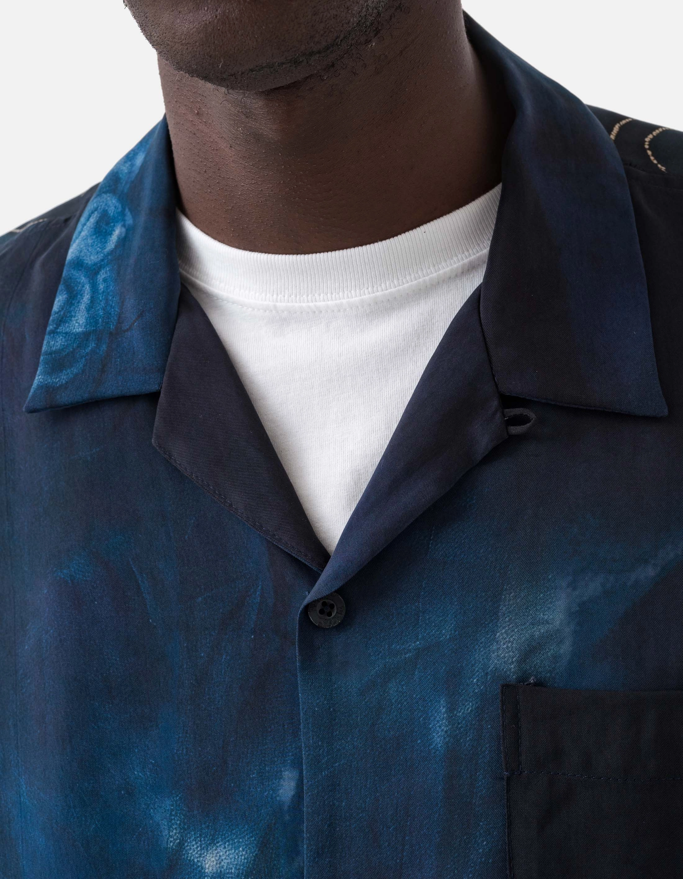6230 Boro Crane Camp Collar Shirt Indigo Cozy Layer Sustainable Dye Process