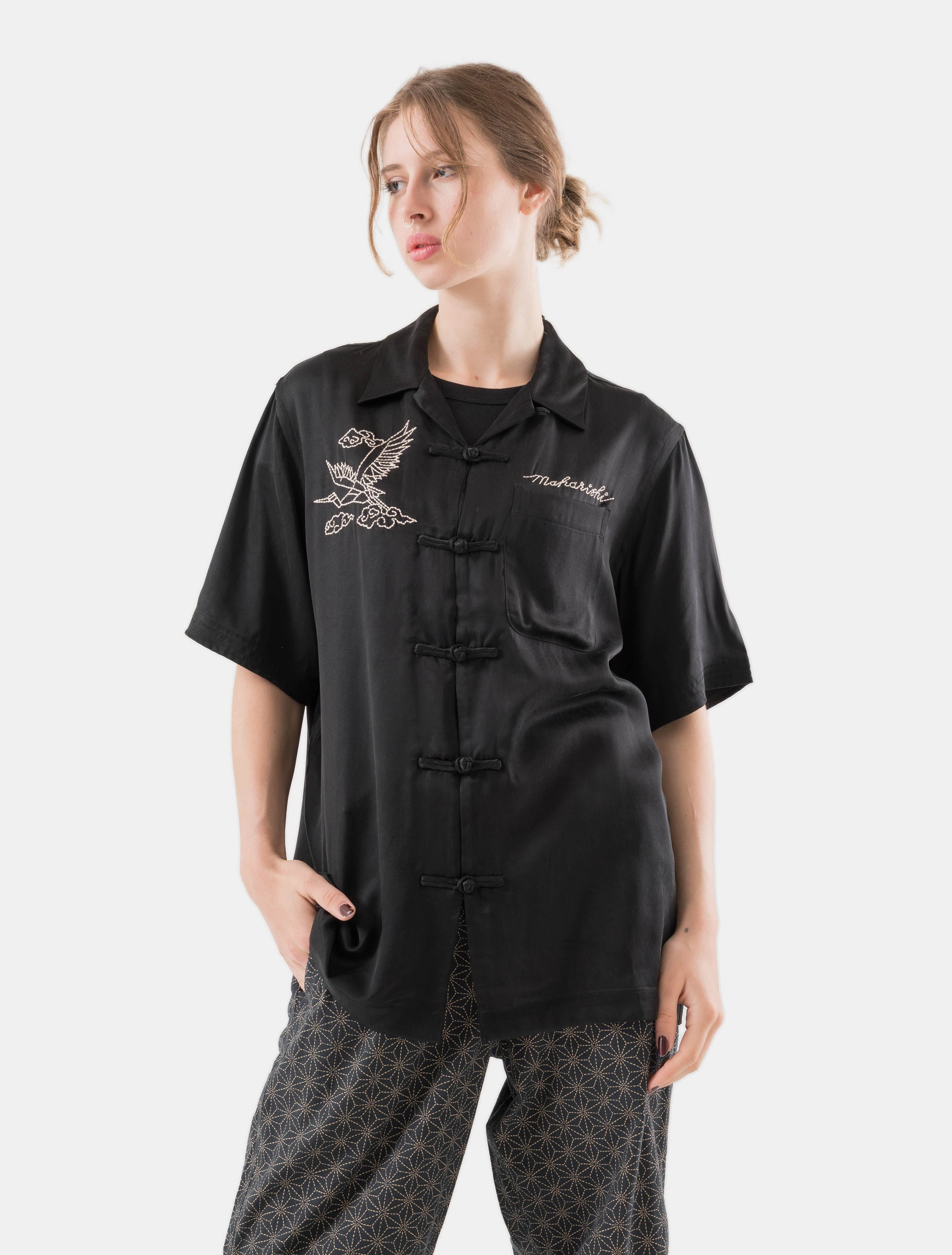 6234 Year of the Crane Shirt Black Perfect Layer Printed design
