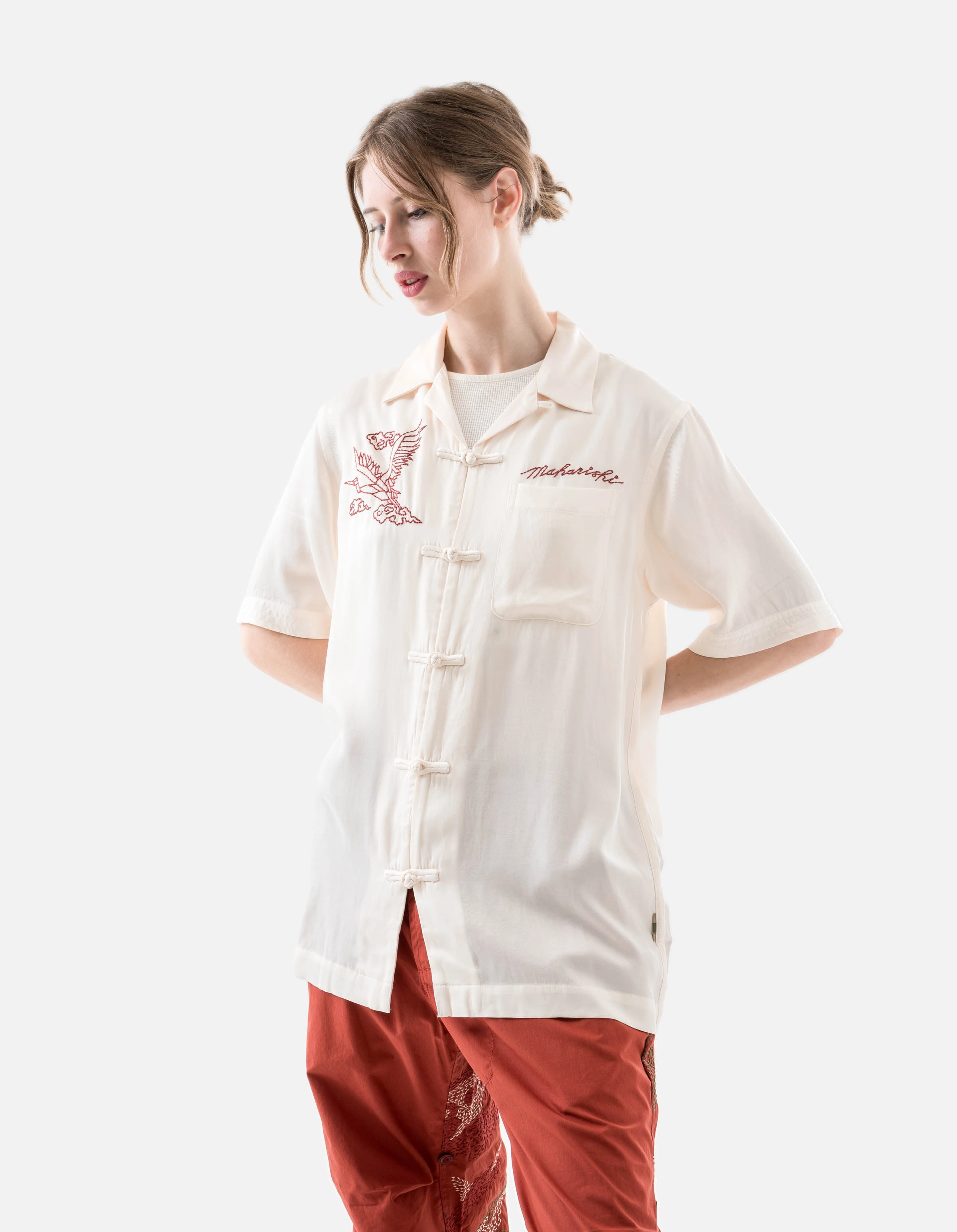 6234 Year of the Crane Shirt Ecru Smart Design Multi Layer Stitching