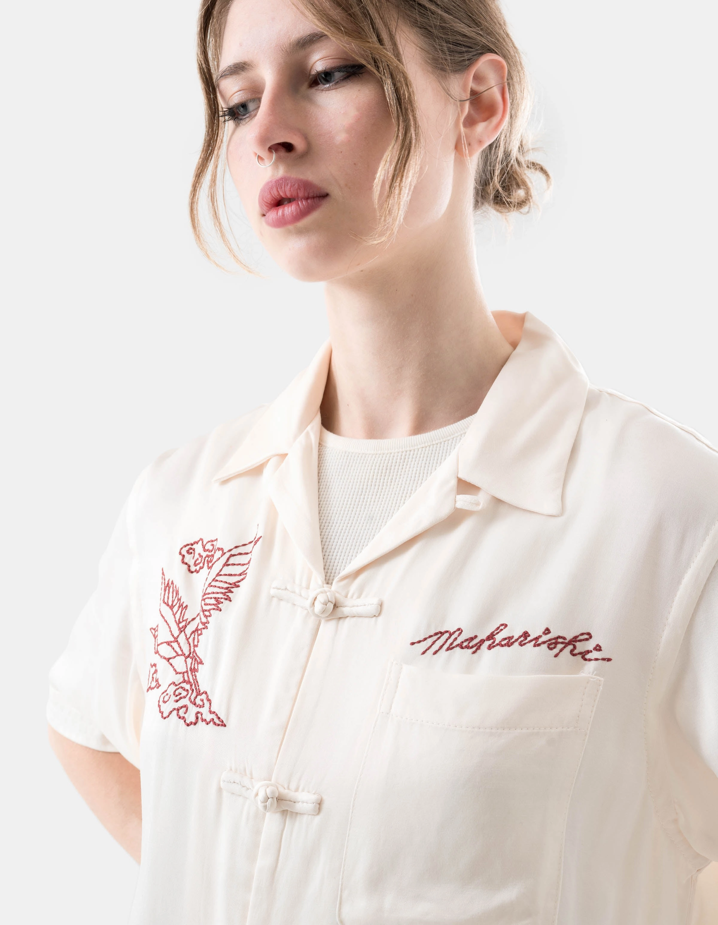 6234 Year of the Crane Shirt Ecru Lounge Wear Active Layering