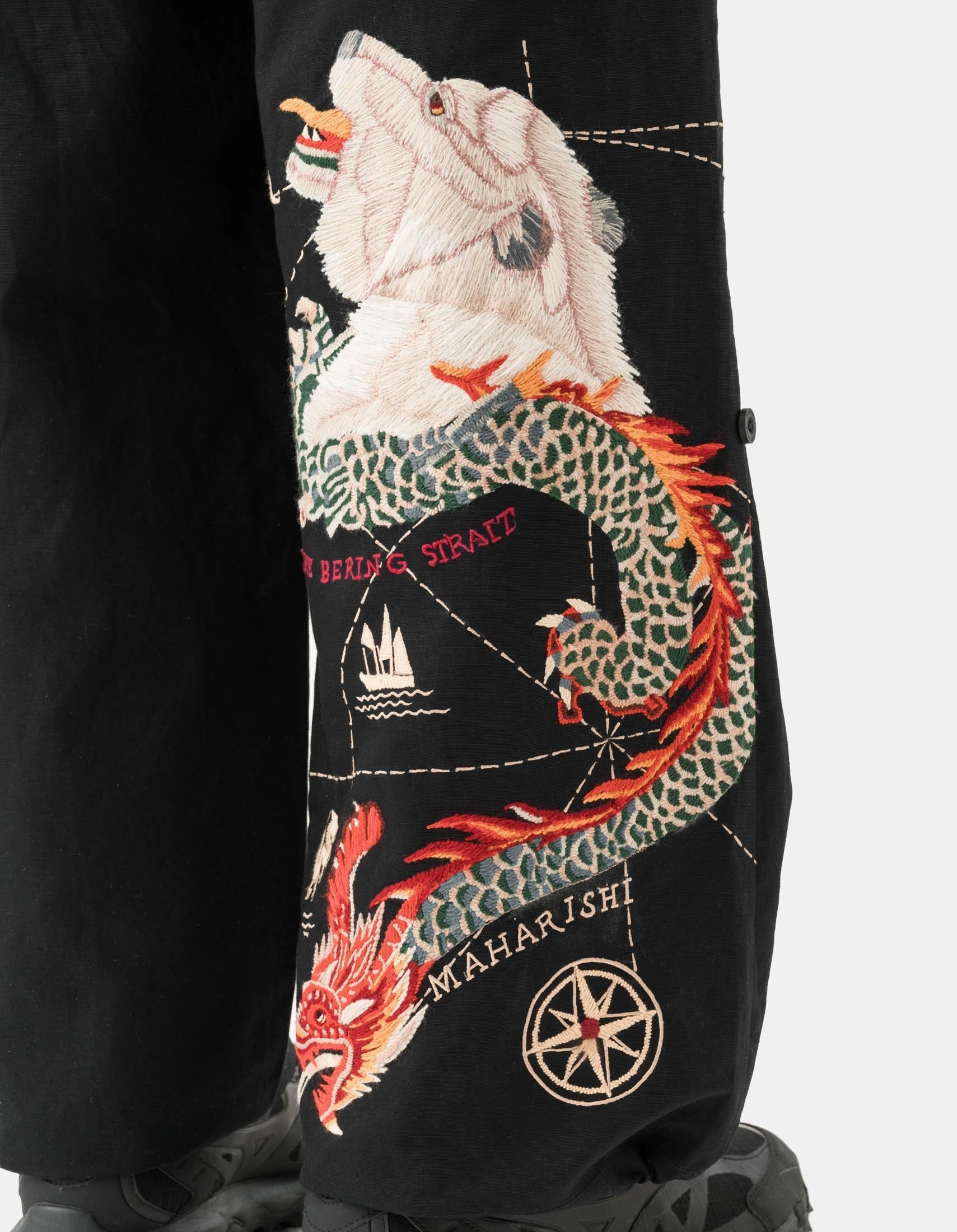 Tangle Free Cuffs Quick Comfort Design 7087 The Bering Strait Embroidered Loose Snopants? Black