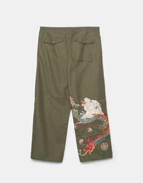 7087 The Bering Strait Embroidered Loose Snopants? Olive OG-107F Trendy Waist