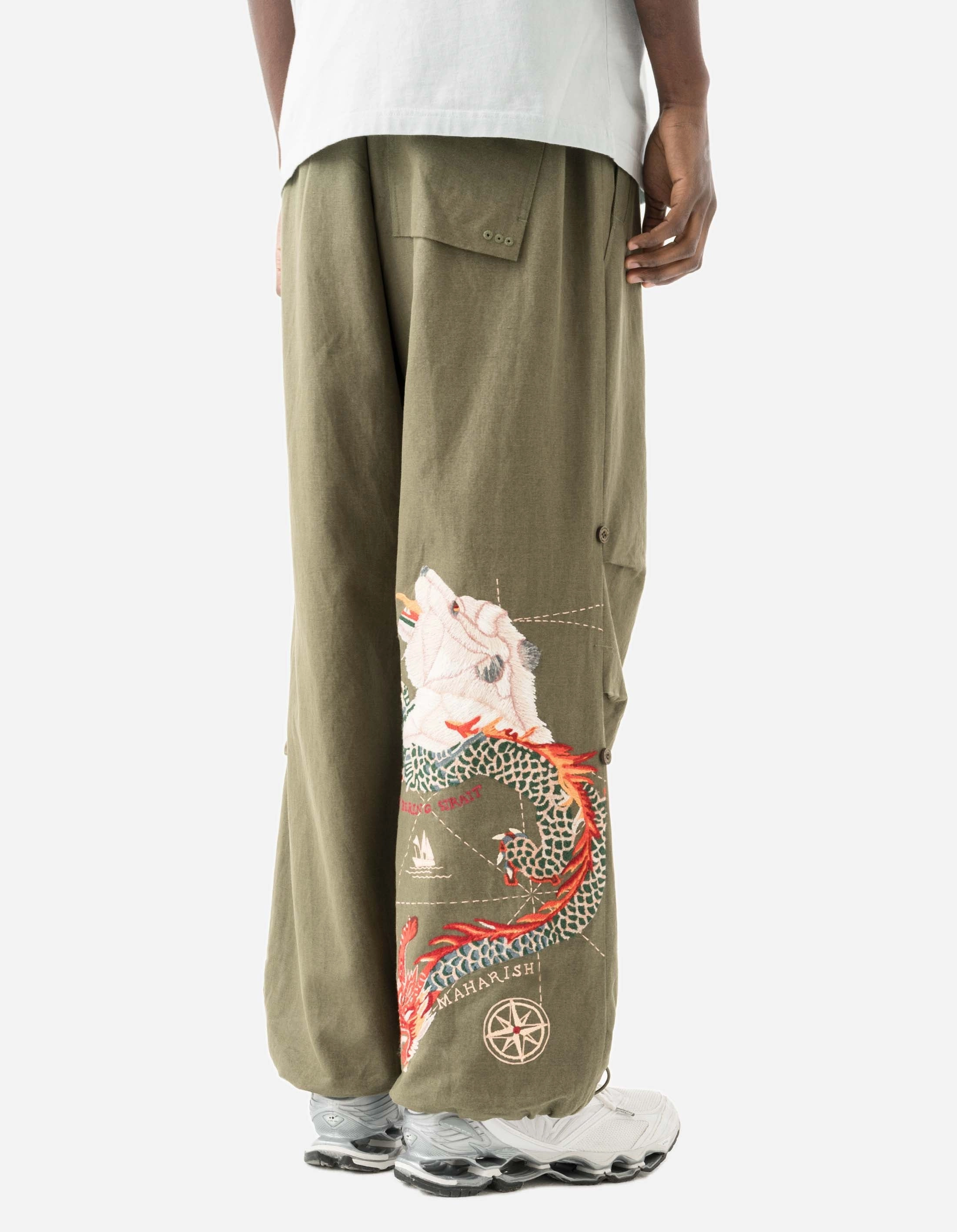 7087 The Bering Strait Embroidered Loose Snopants? Olive OG-107F Odor control Casual Layer Fit